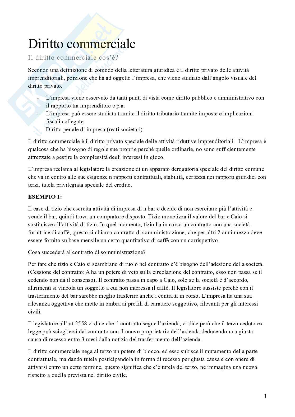Appunti di Diritto commerciale Pag. 1