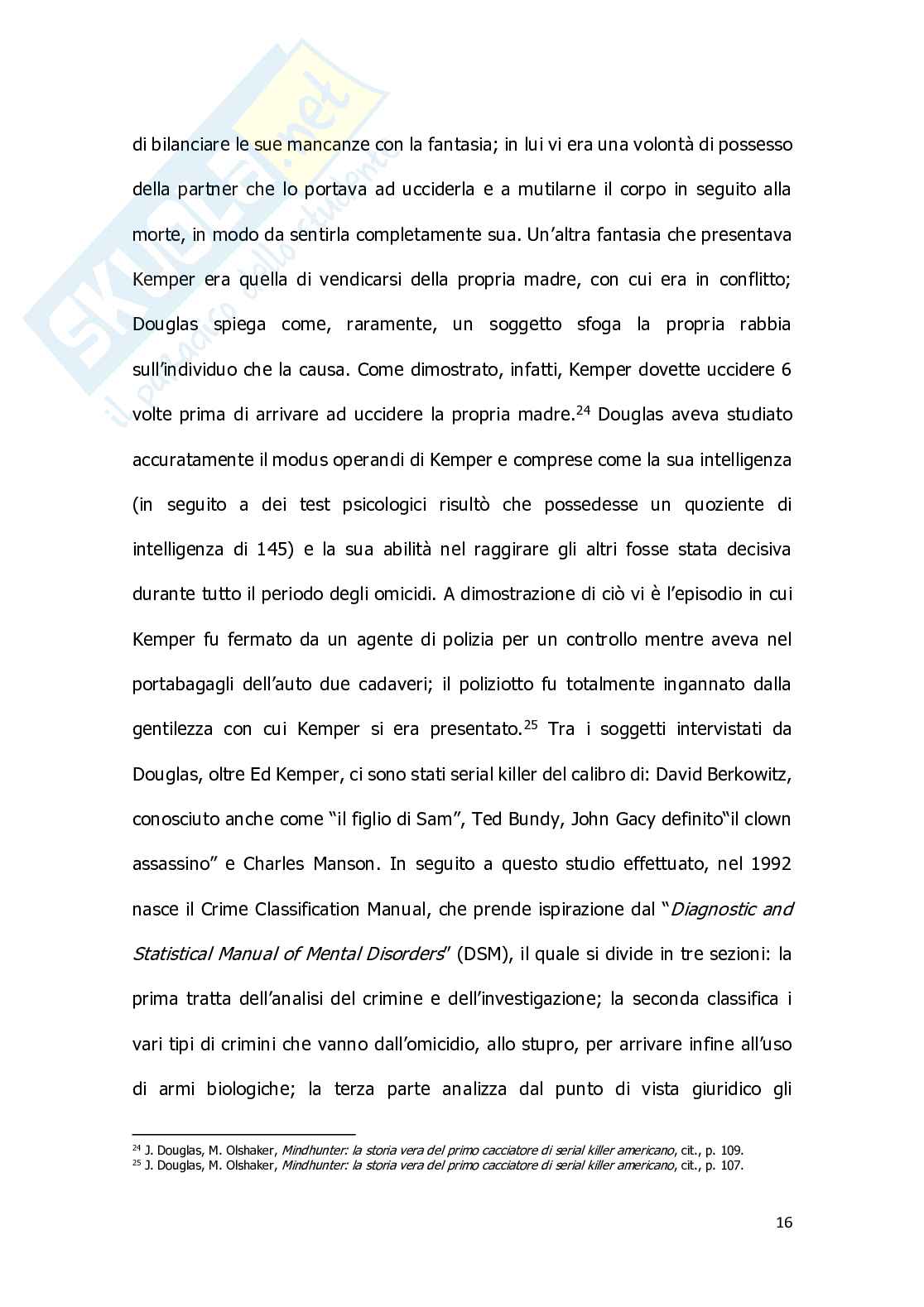 Criminal profiling: la figura del serial killer e il criminal profiling applicato allo studio di un caso italiano: “il mostro di Firenze” Pag. 16