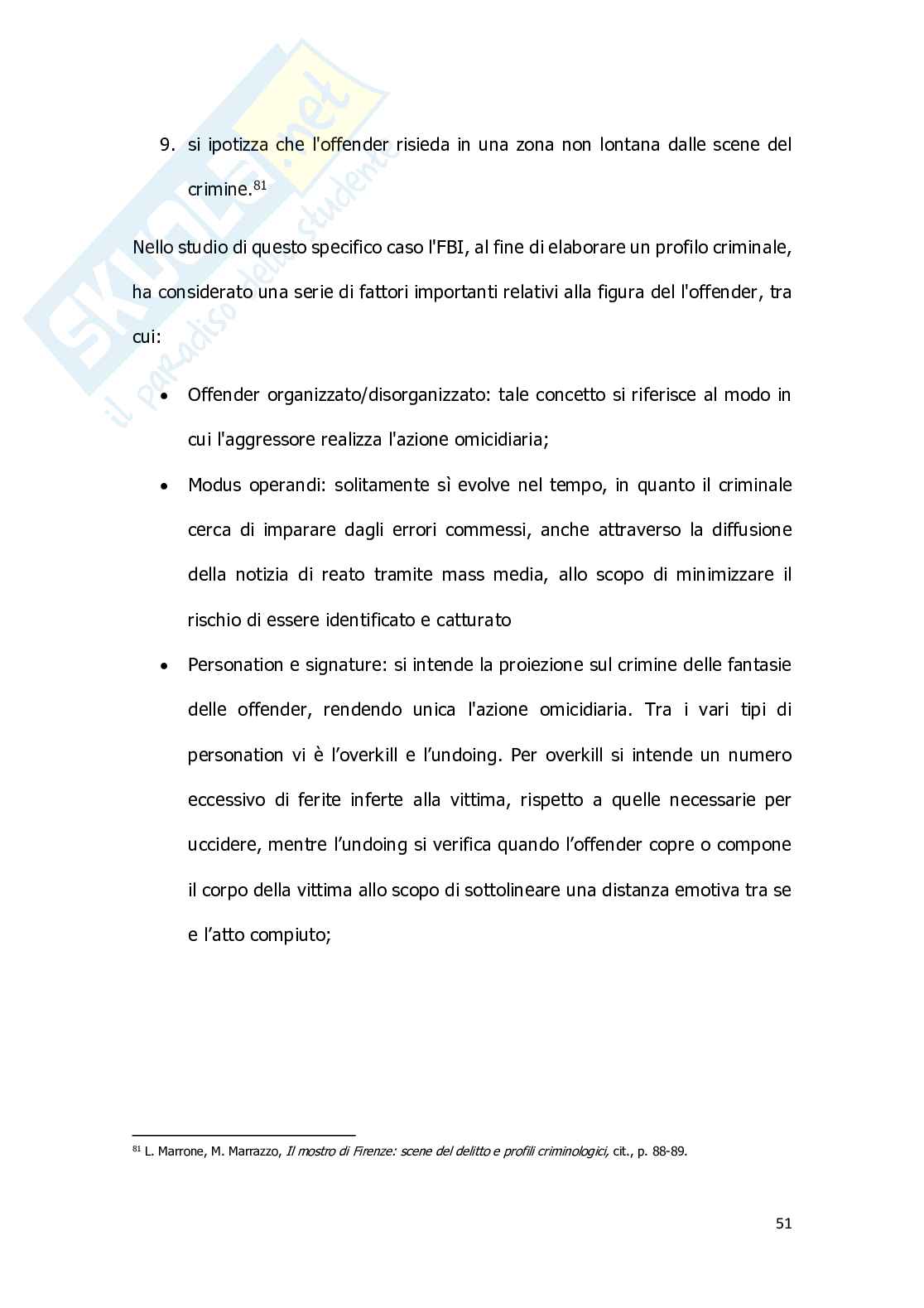 Criminal profiling: la figura del serial killer e il criminal profiling applicato allo studio di un caso italiano: “il mostro di Firenze” Pag. 51