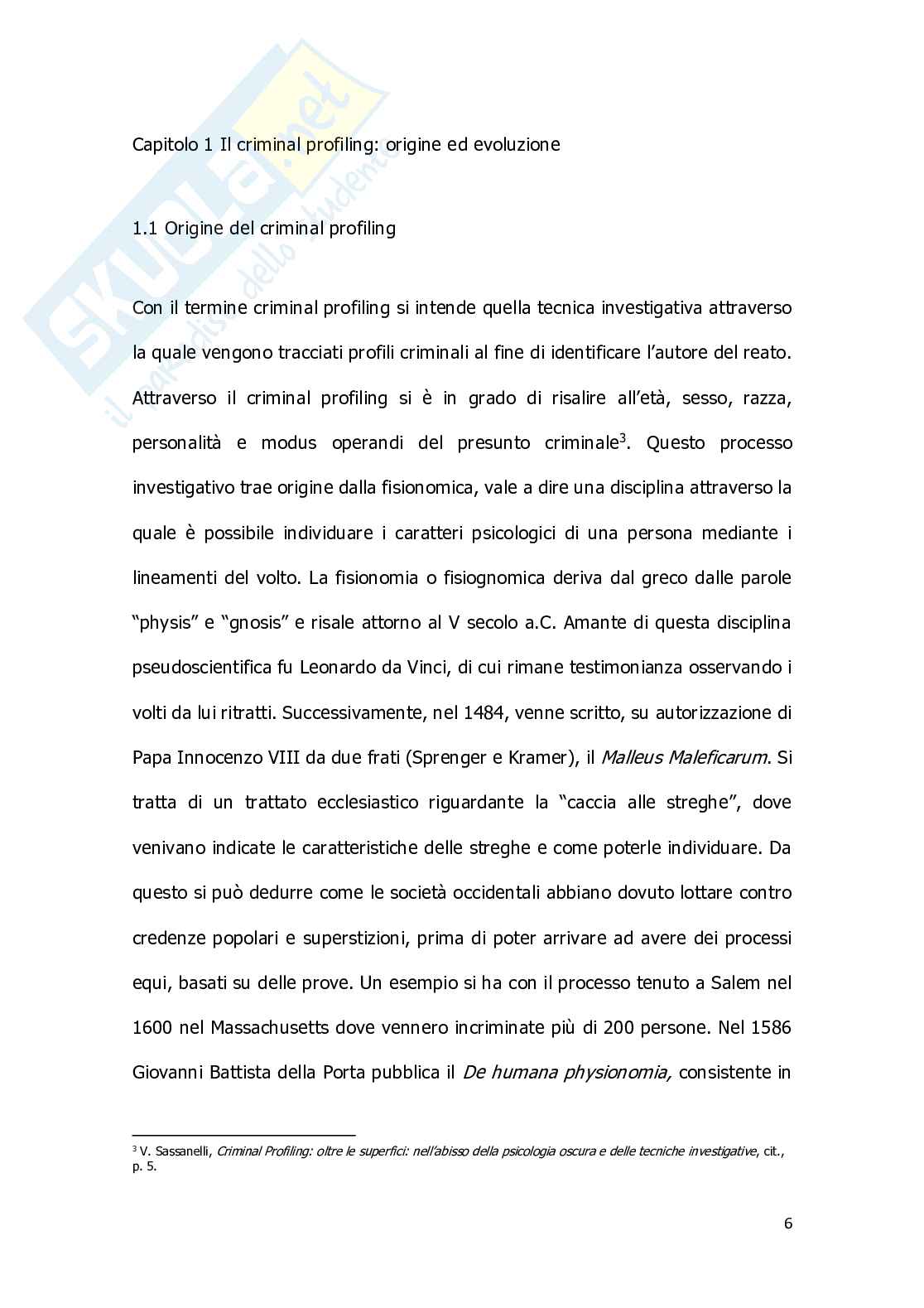 Criminal profiling: la figura del serial killer e il criminal profiling applicato allo studio di un caso italiano: “il mostro di Firenze” Pag. 6