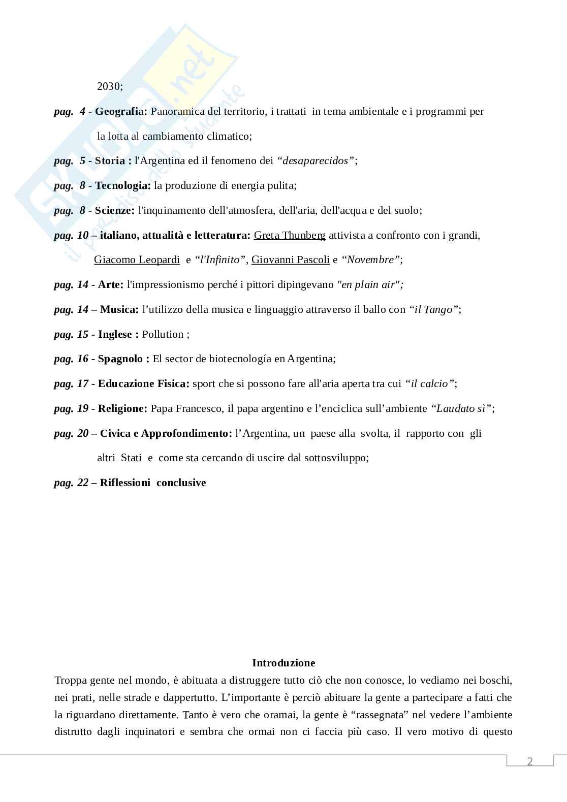 Tesina sulla lotta al cambiamento climatico Pag. 2