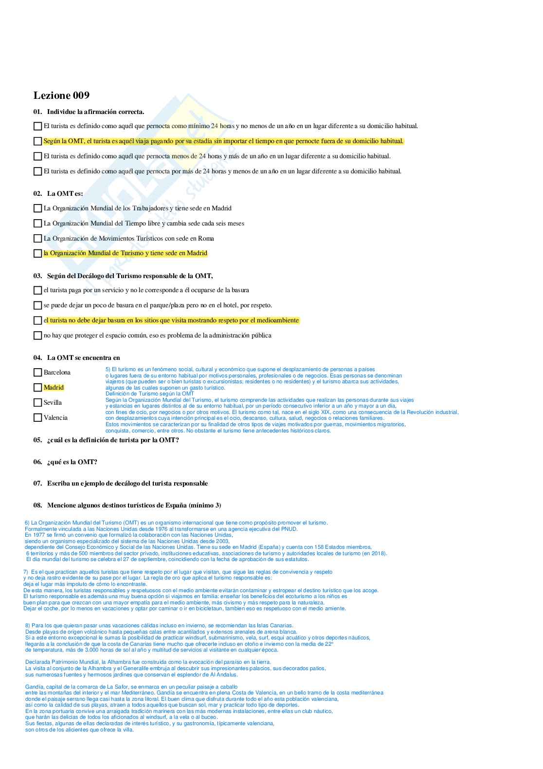 Paniere completo di Lingua spagnola - Risposte multiple e aperte - aggiornato (2025) Pag. 16