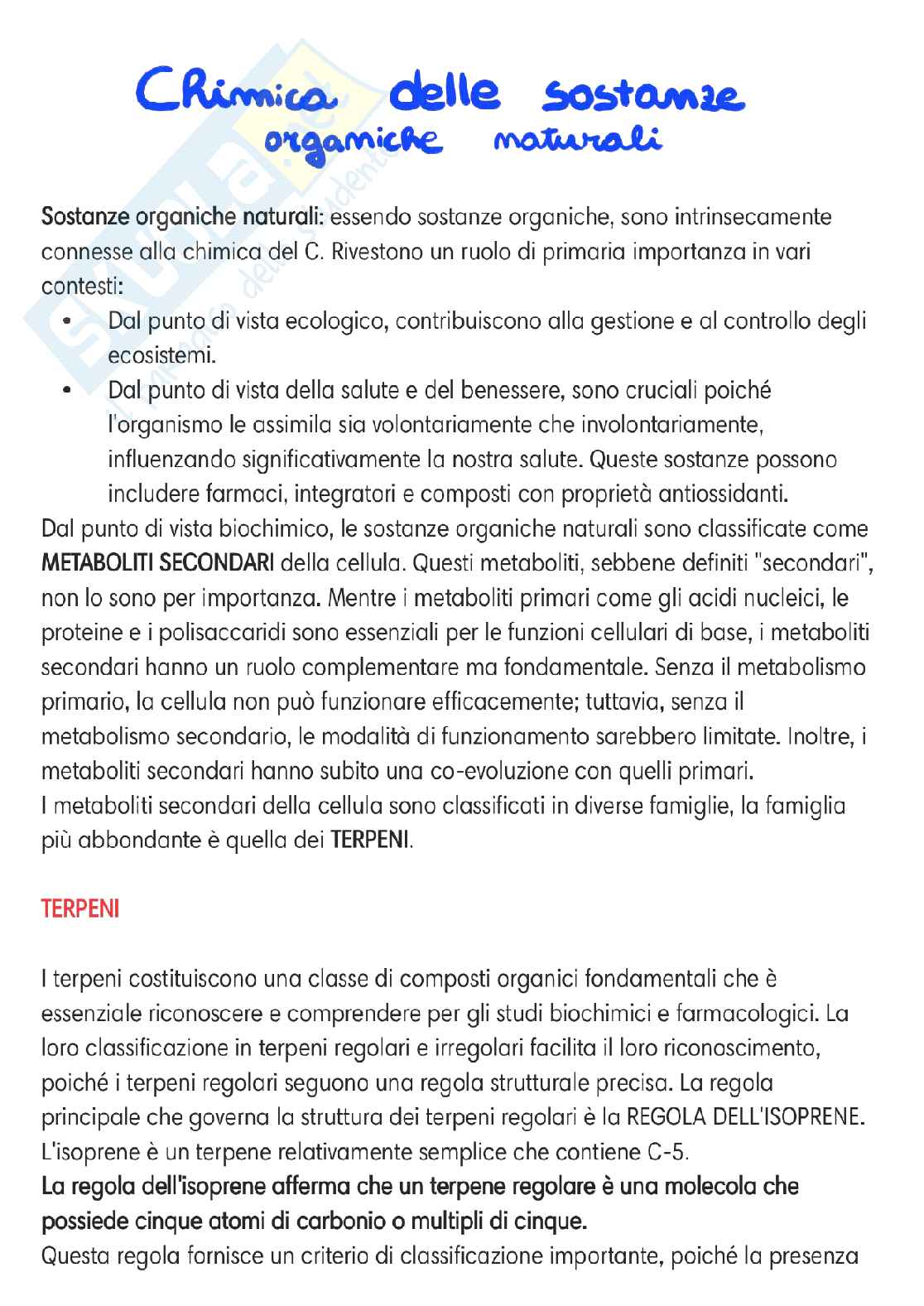 Chimica delle sostanze organiche naturali  Pag. 1