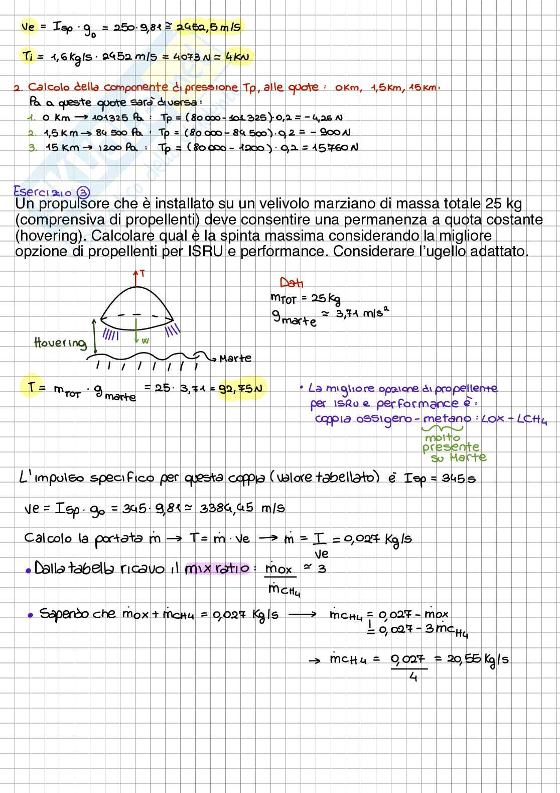 Esercizi svolti in aula Propulsione aerospaziale 1 Pag. 2