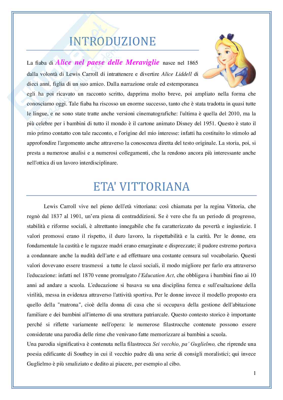 Alice Nel Paese Delle Meraviglie Tesina Per Liceo Pedagogico