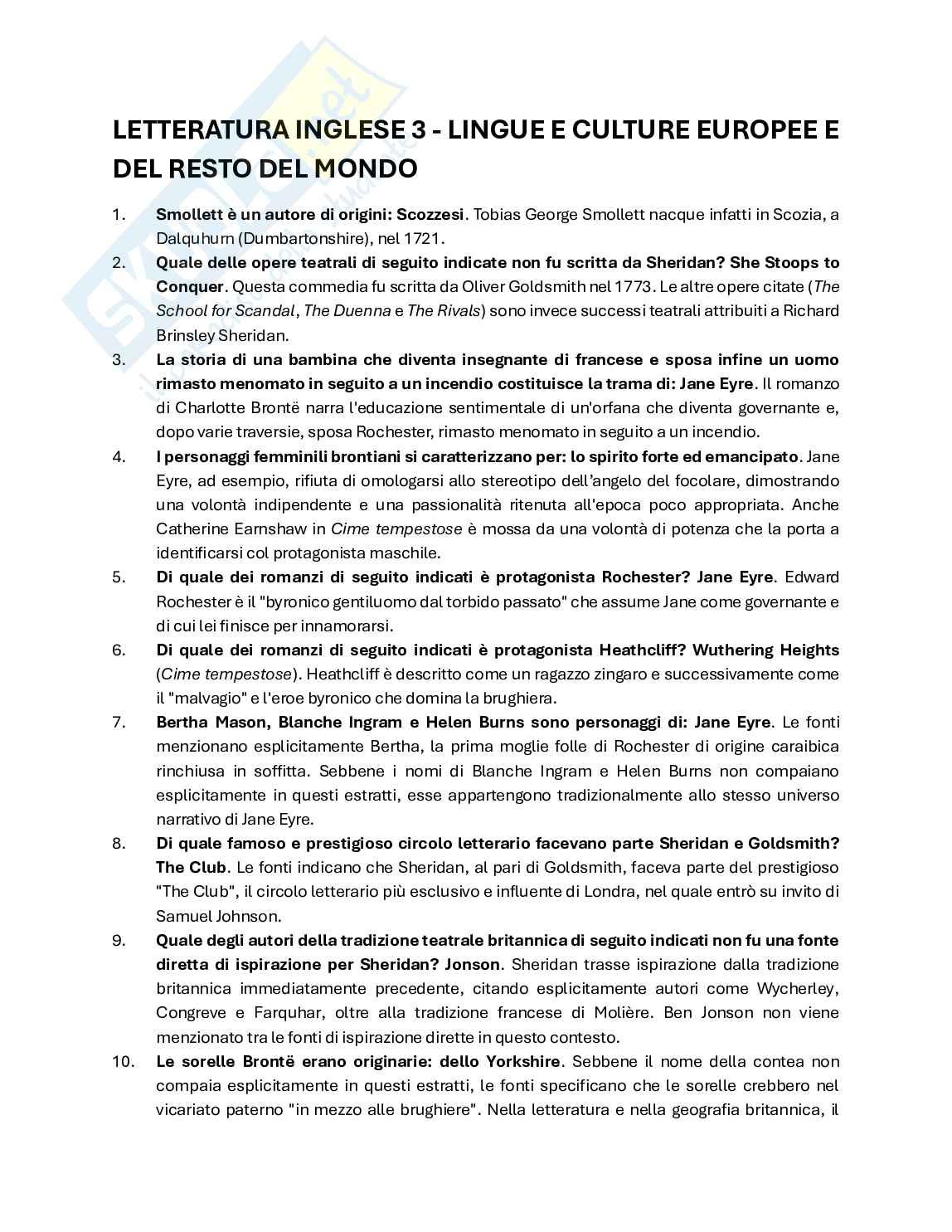 Letteratura inglese 3 Pag. 1