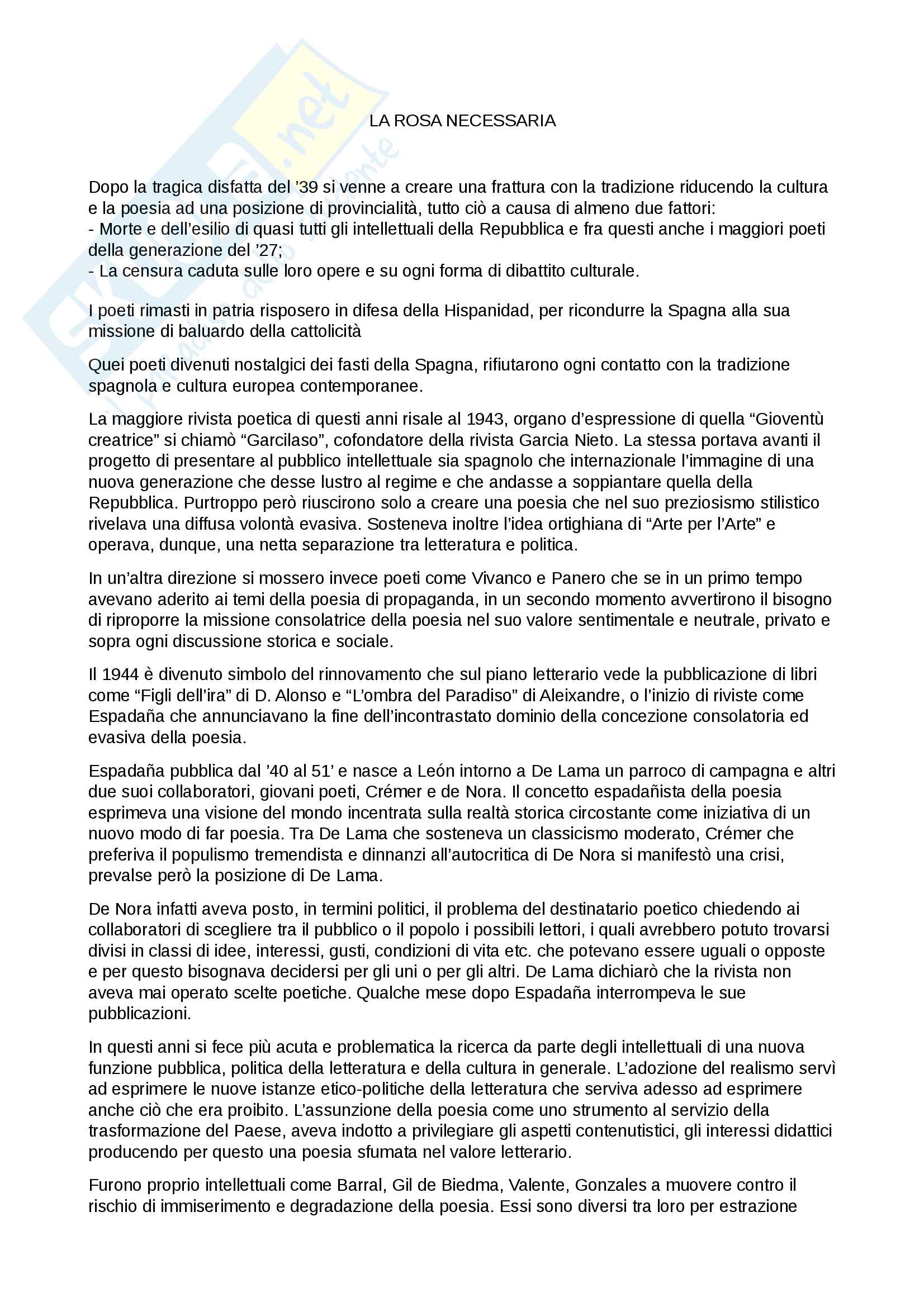 Spagna Del Xx Secolo Appunti Di Letteratura Spagnola