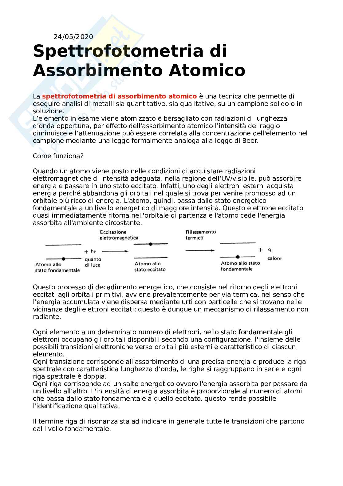 Spettrofotometria di assorbimento atomico Pag. 1