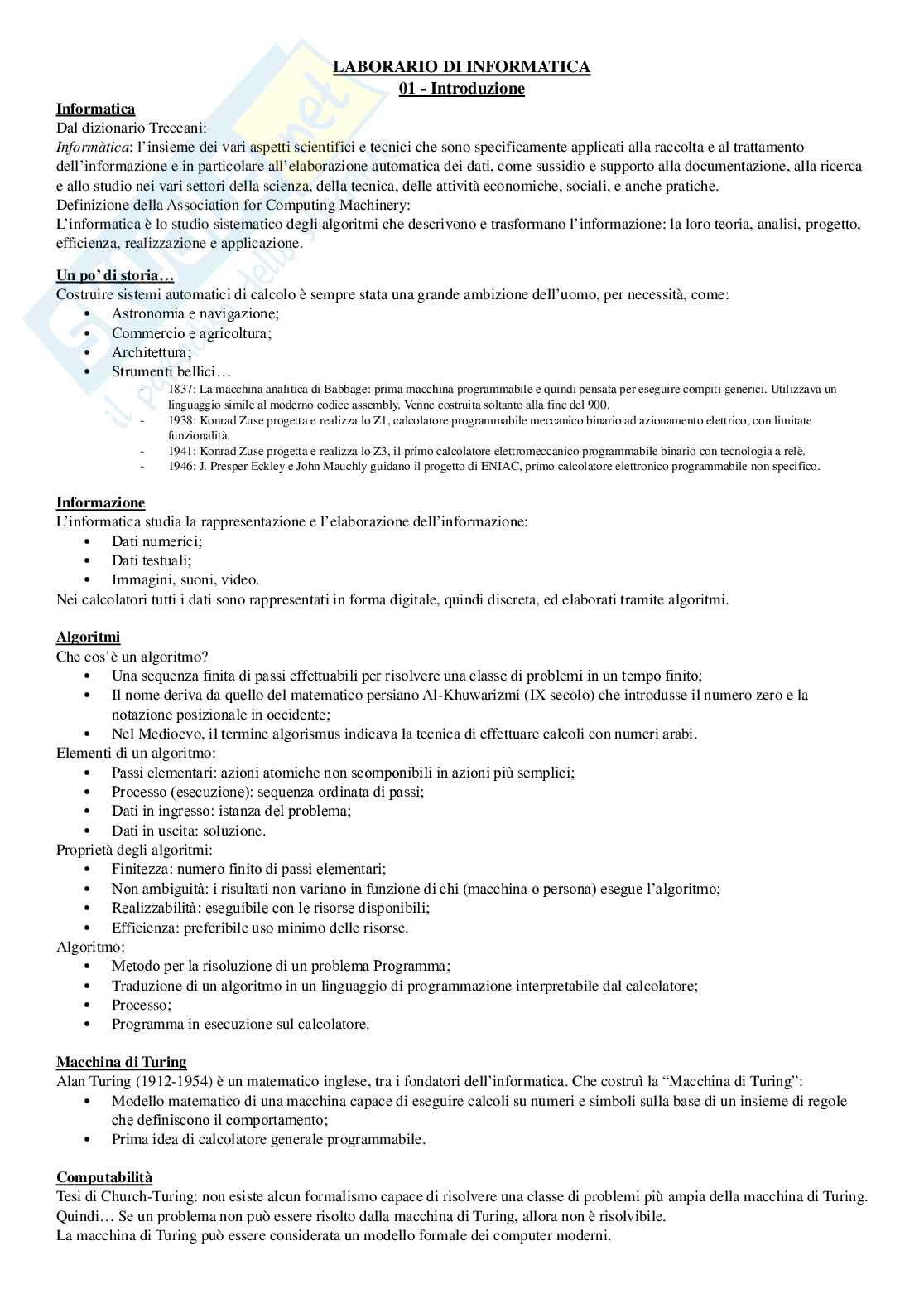 Appunti Informatica: teoria e Python Pag. 1