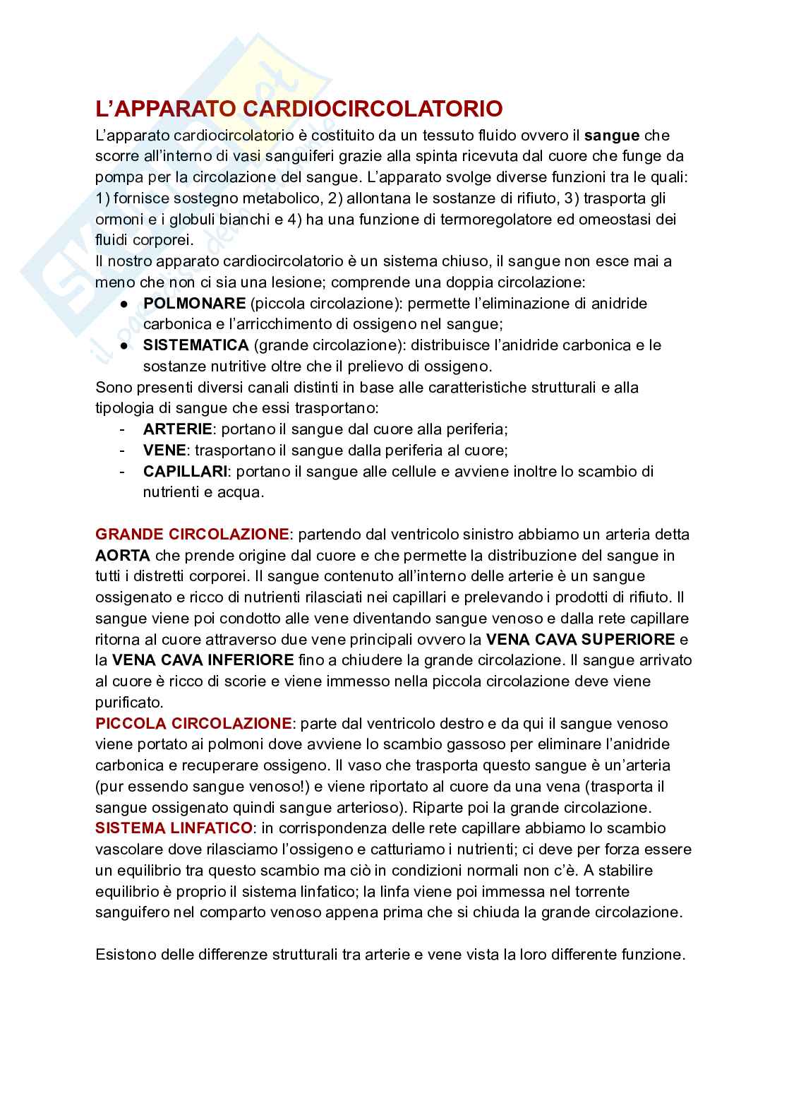 Apparato cardiocircolatorio  Pag. 1