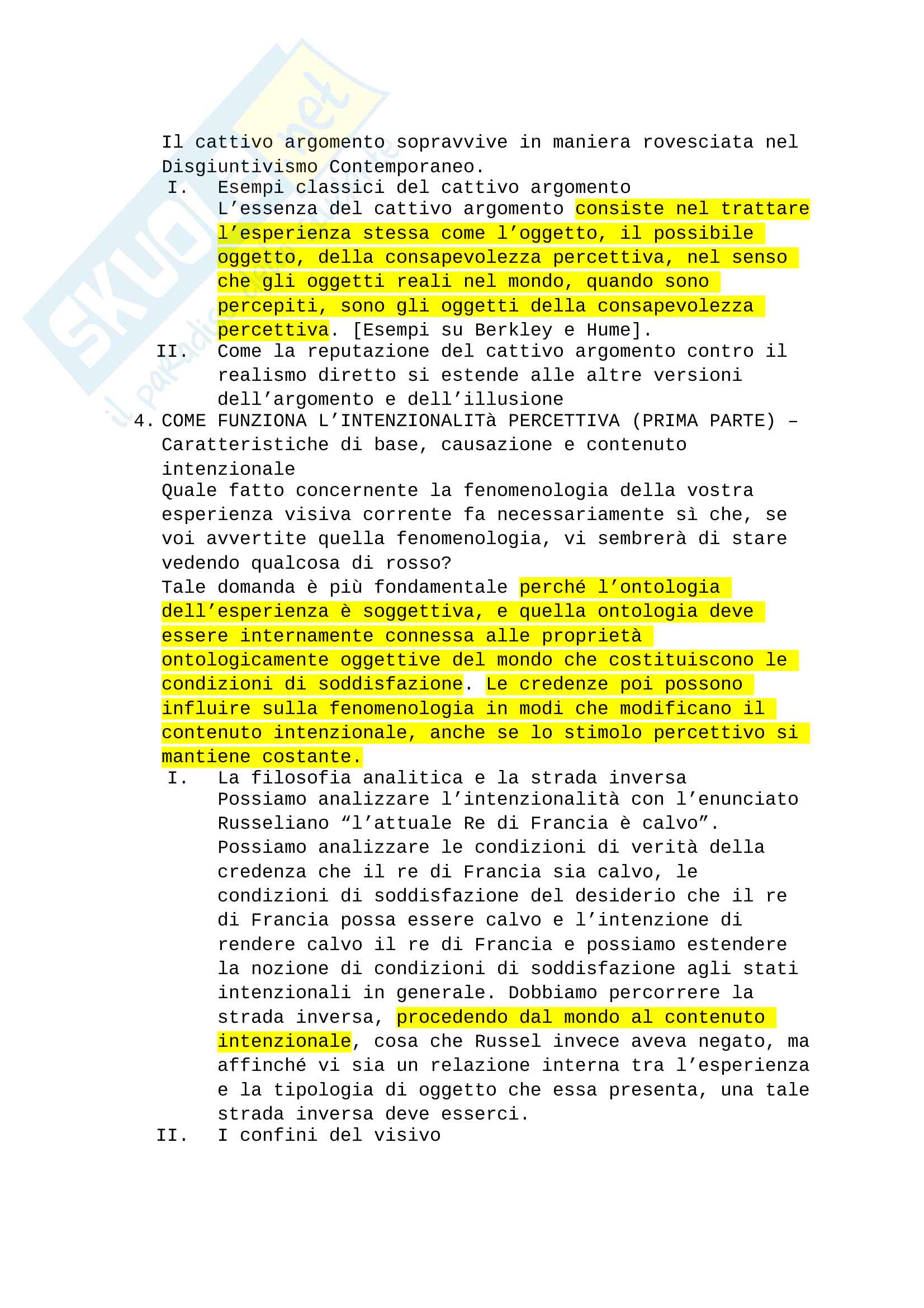 Riassunto esame filosofia teoretica, docente Lanfredini, libro consigliato Vedere le cose come sono, Searle Pag. 11