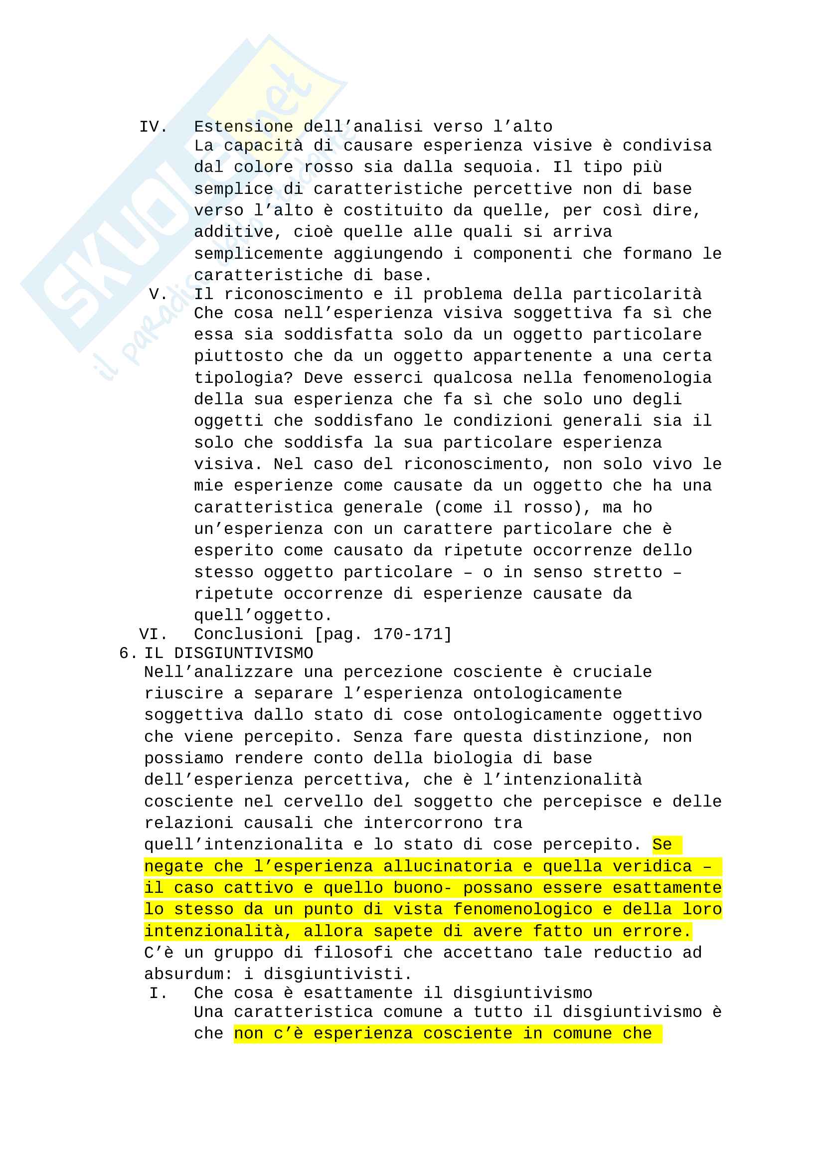 Riassunto esame filosofia teoretica, docente Lanfredini, libro consigliato Vedere le cose come sono, Searle Pag. 16