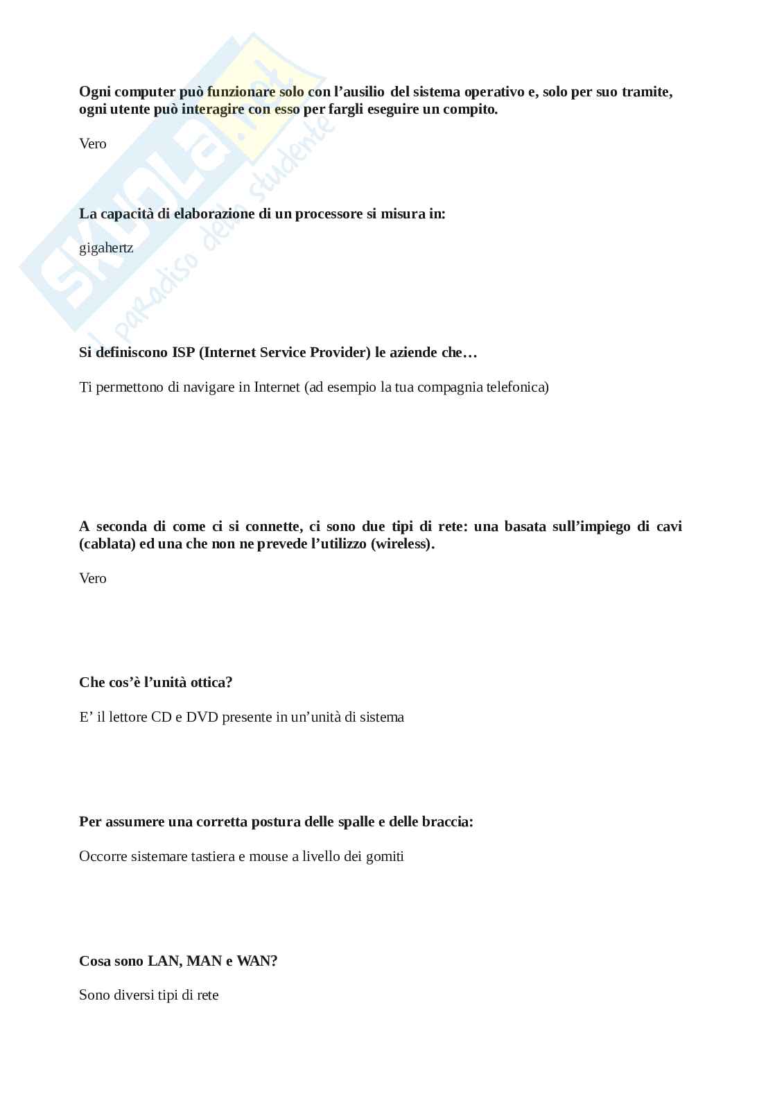 Risposte Eipass 7 Moduli- Modulo 1: I fondamenti dell'ICT. Aggiornato e completo con Extra. In ordine Pag. 11