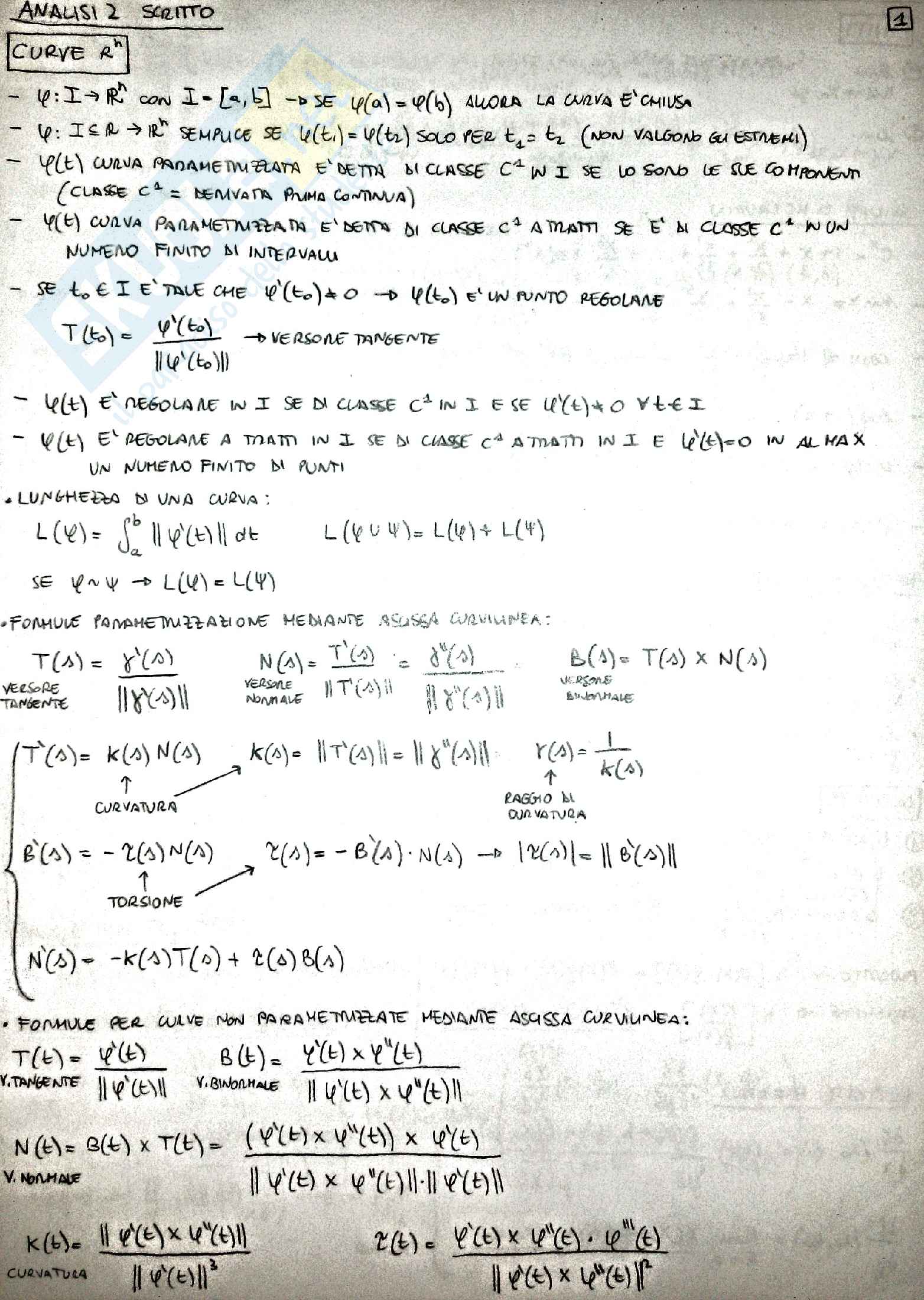 Formulario Analisi Matematica 2, prof. Ascenzi Pag. 1