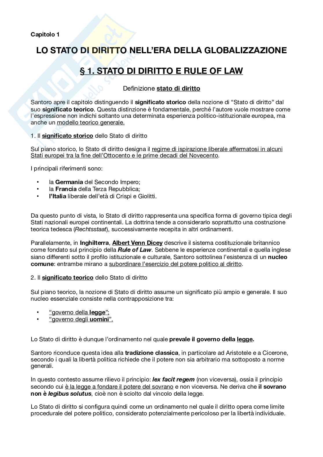 Riassunto esame Filosofia del Diritto, Prof. Re Lucia, libro consigliato Diritto e Diritti: lo Stato di diritto nell’era della globalizzazione, Santoro Pag. 1