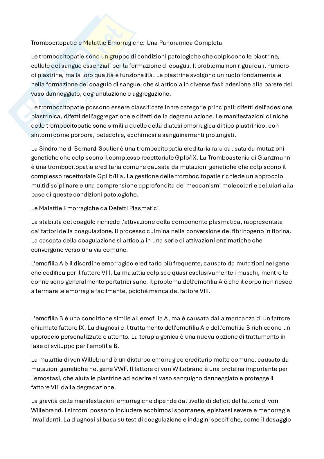 Disturbi della coagulazione, delle trombofilie e della terapia trapiantologica Pag. 1