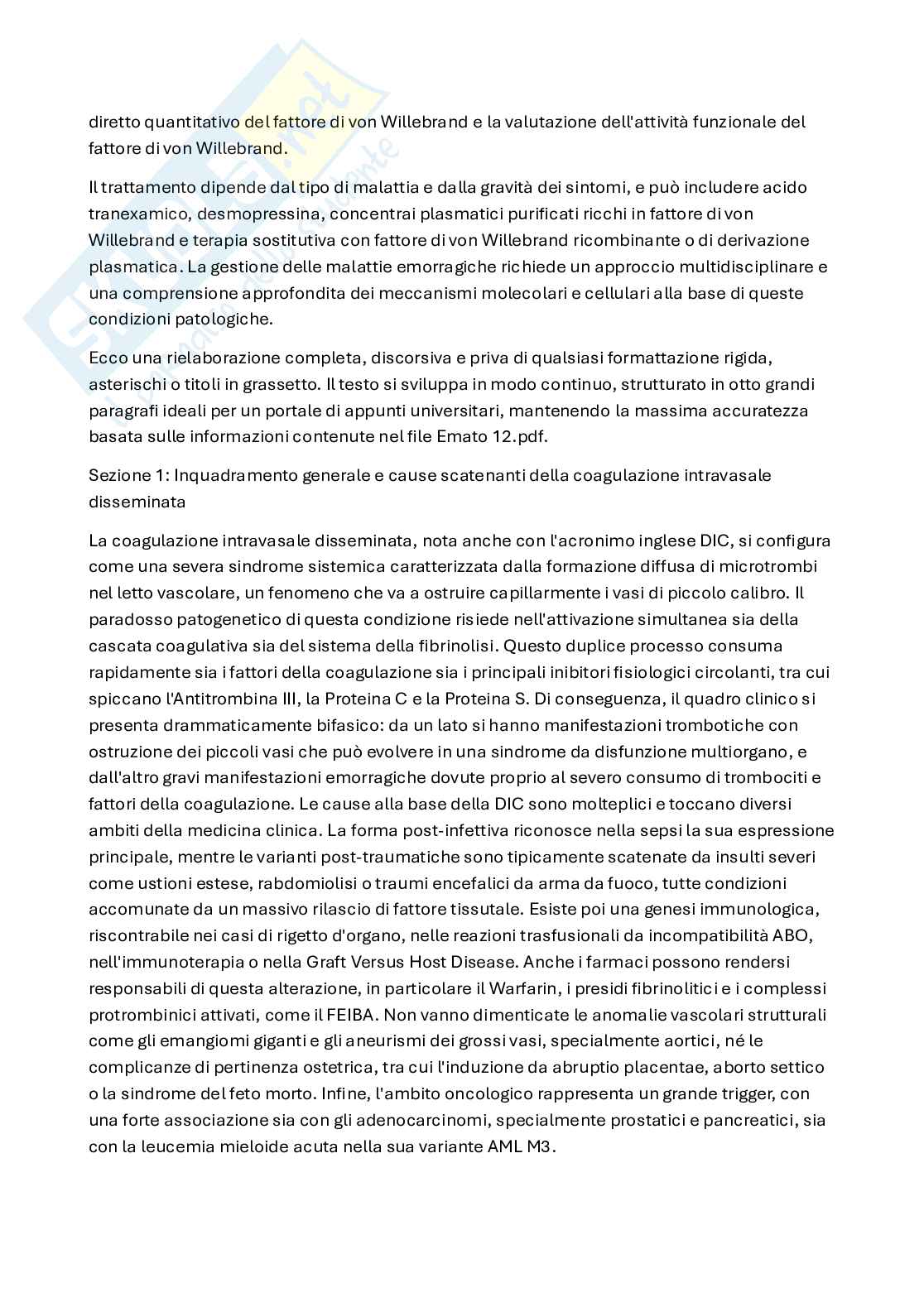 Disturbi della coagulazione, delle trombofilie e della terapia trapiantologica Pag. 2