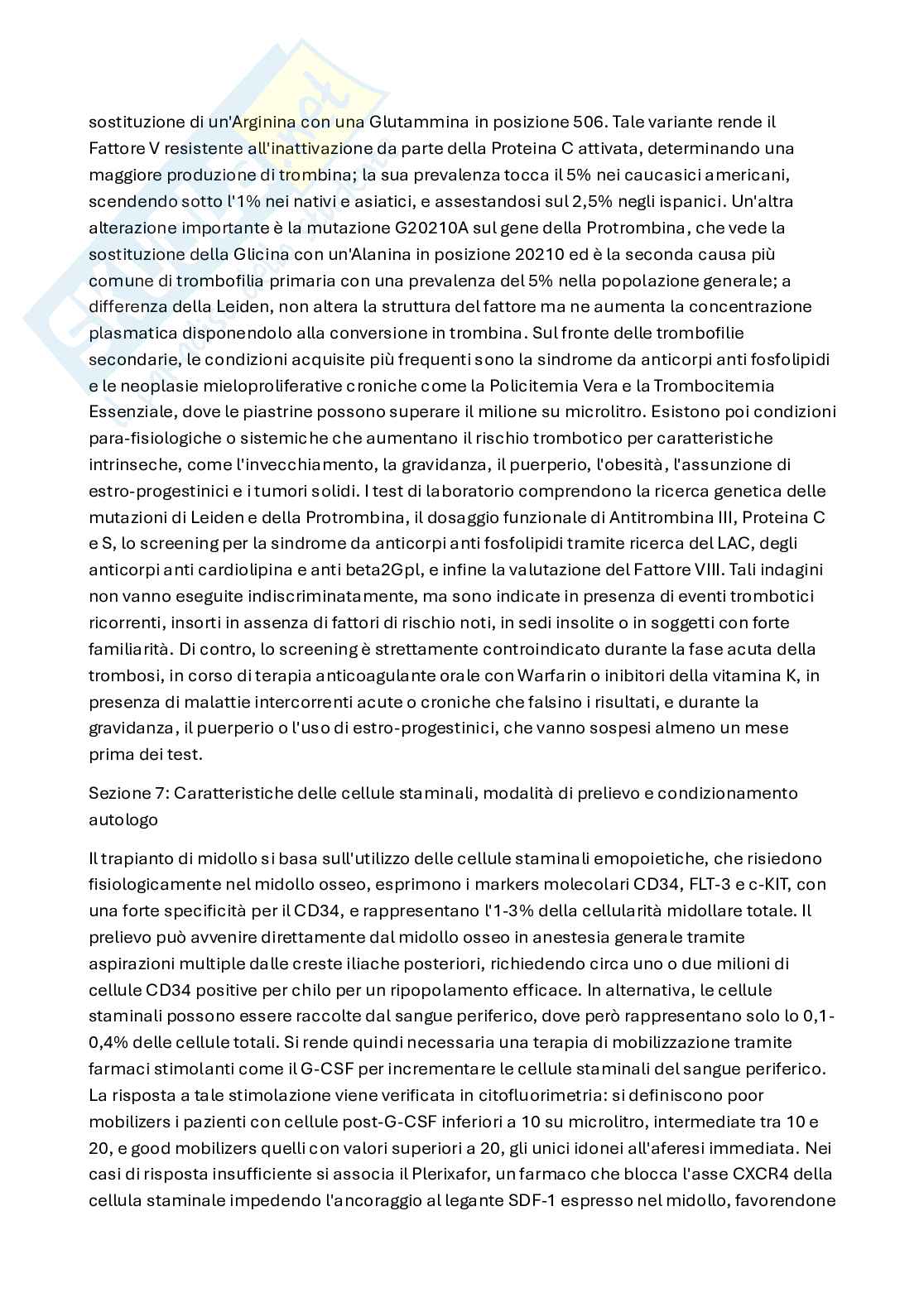 Disturbi della coagulazione, delle trombofilie e della terapia trapiantologica Pag. 6
