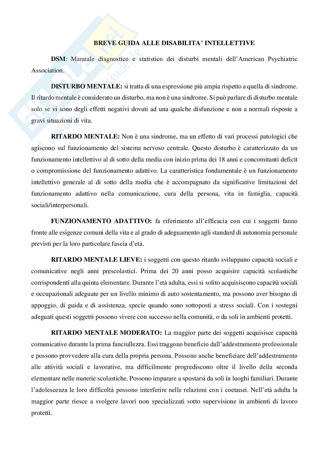 Breve guida alle disabilità intellettive Pag. 1