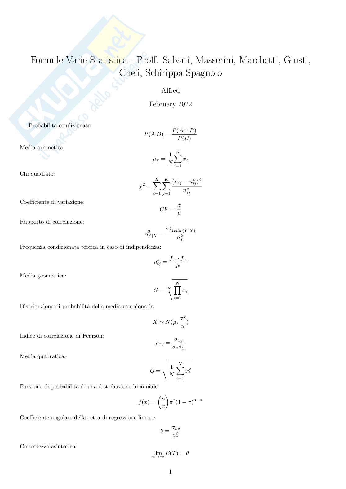 Formulario Statistica
