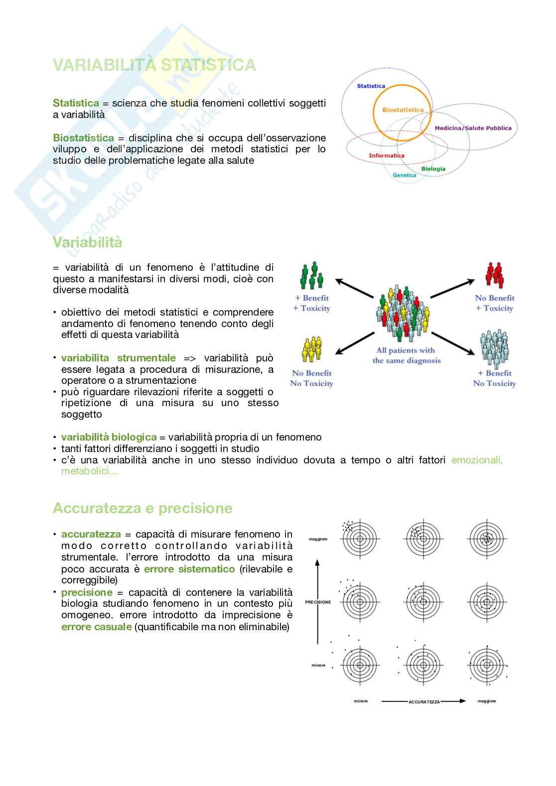 Appunti completi di Biostatistica - teoria Pag. 1