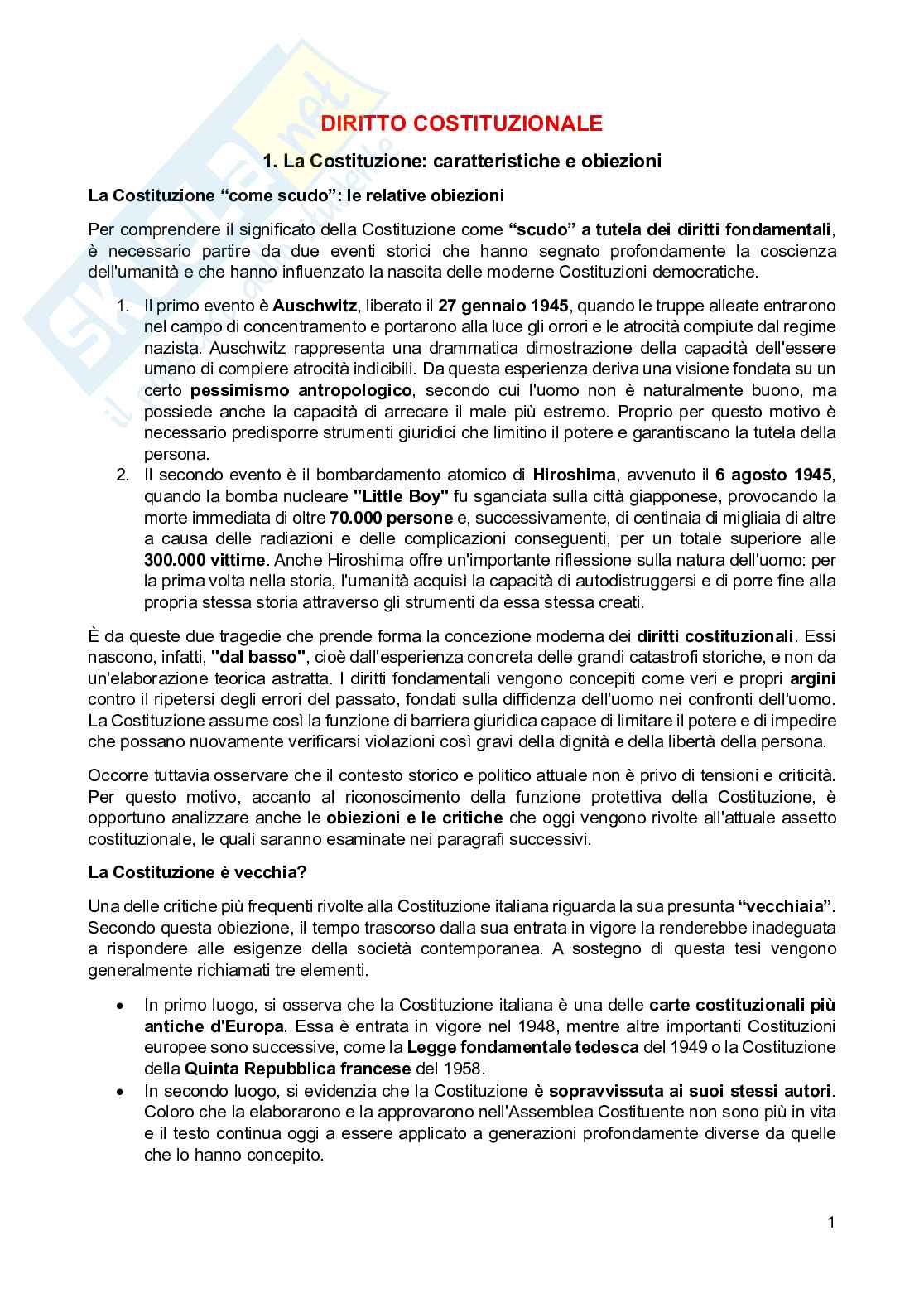 Appunti di Diritto costituzionale avanzato Pag. 1