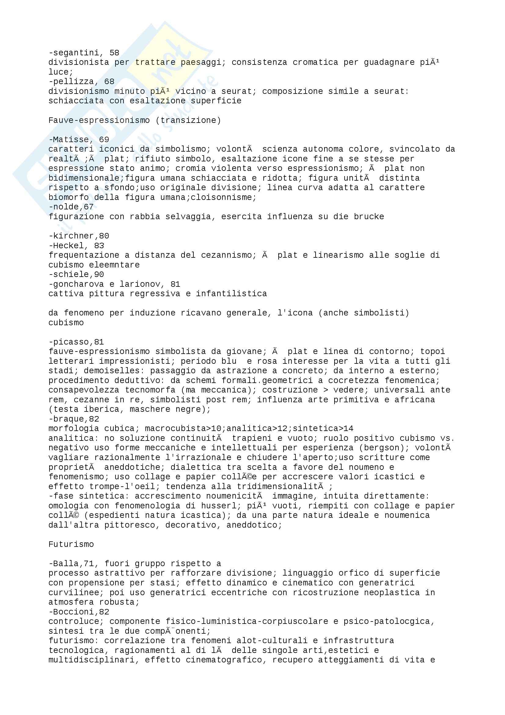 Riassunto esame Storia dell'Arte Contemporanea, prof. Bartorelli, libro consigliato Da Cèzanne alle Ultime Tendenze, Barilli Pag. 2