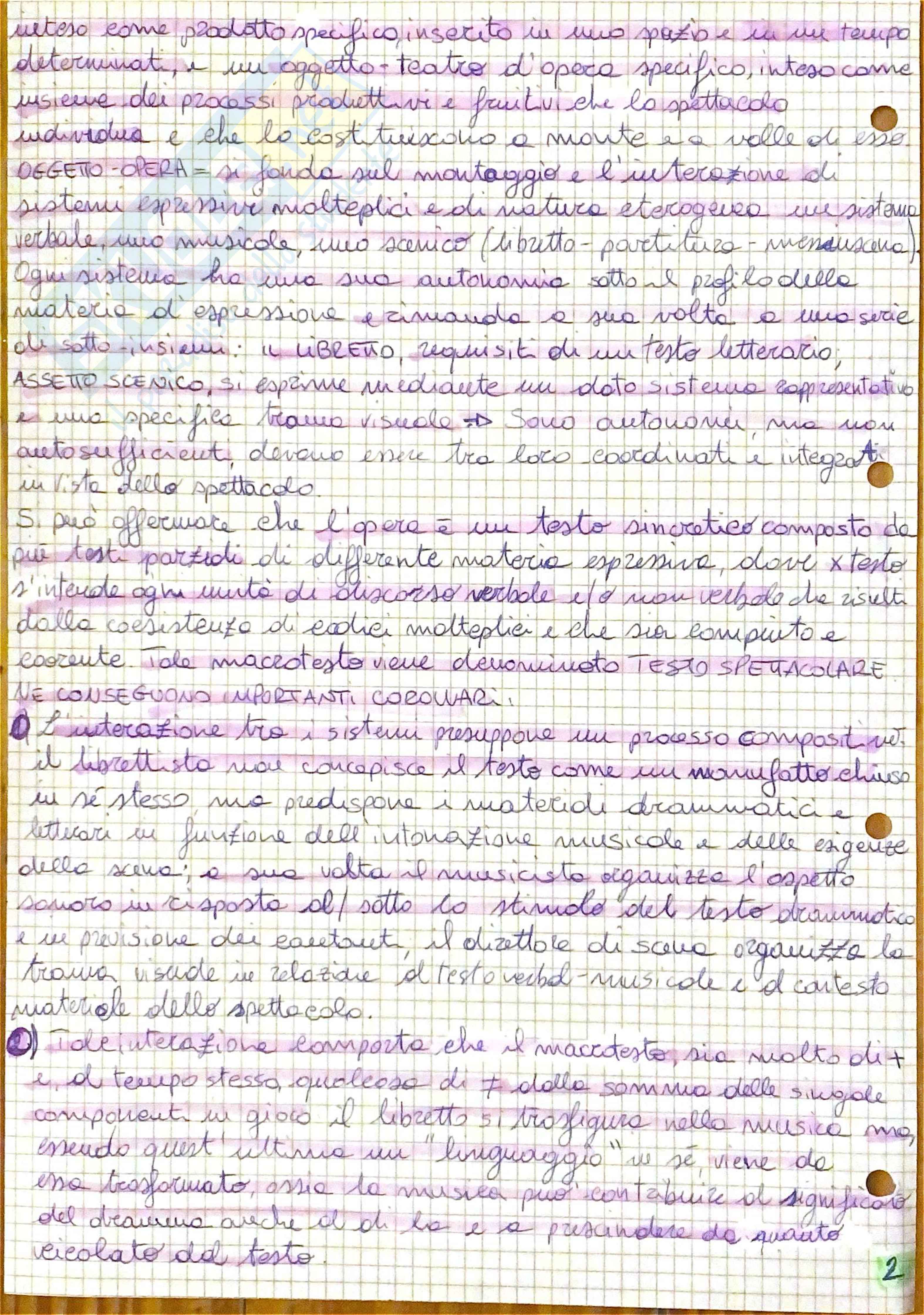 Riassunto esame Drammaturgia musicale, Prof. D'Ovidio Antonella, libro consigliato Un teatro tutto cantato, Staffieri Pag. 2