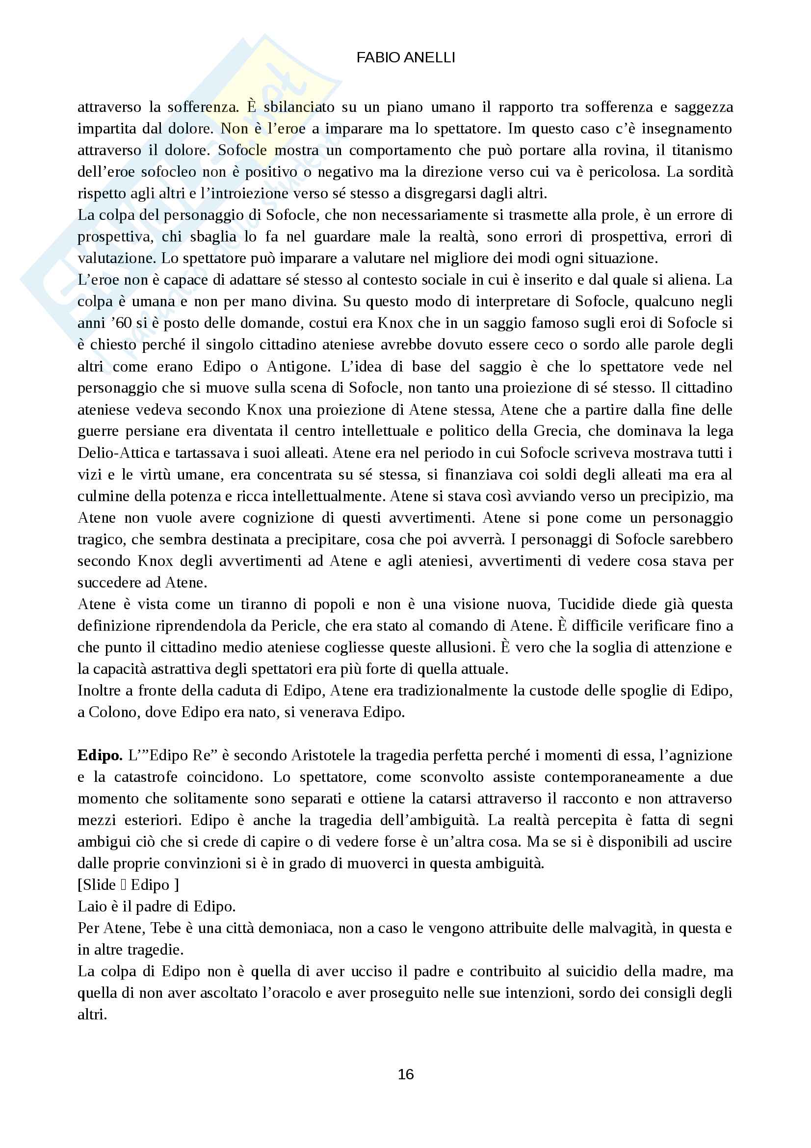 Appunti lezioni del secondo semstre riguardante la tragedia Pag. 16