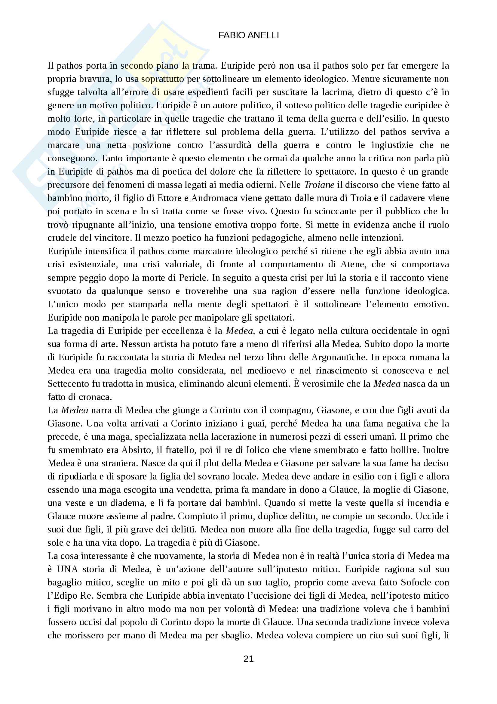 Appunti lezioni del secondo semstre riguardante la tragedia Pag. 21
