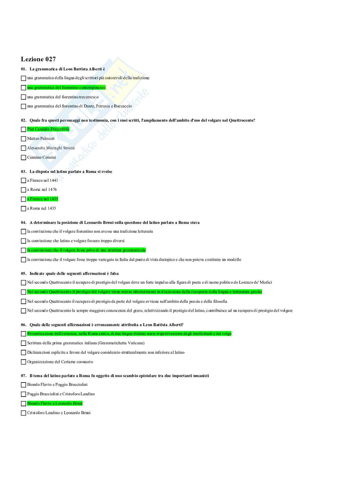 Paniere completo di Linguistica italiana (2025) - Risposte multiple e fuori paniere Pag. 41