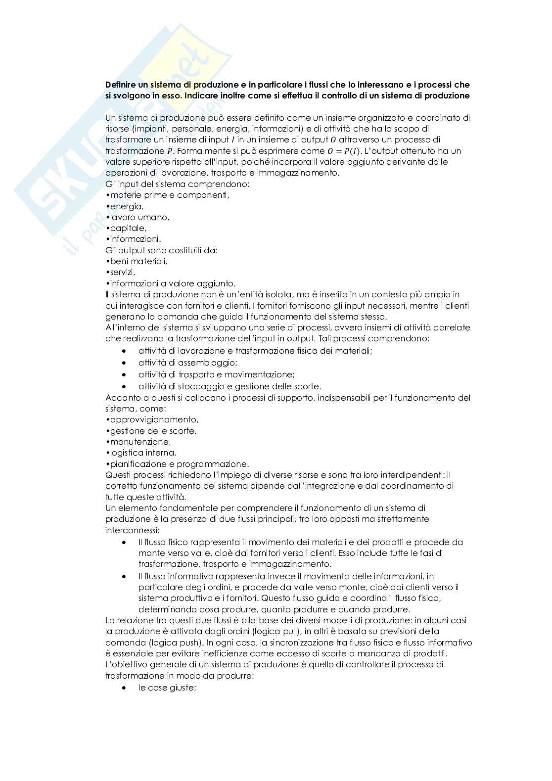 Esercitazioni Modelli di sistemi di produzione Pag. 1