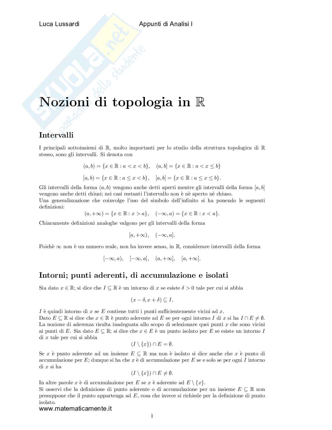 Nozioni di topologia in R Pag. 1