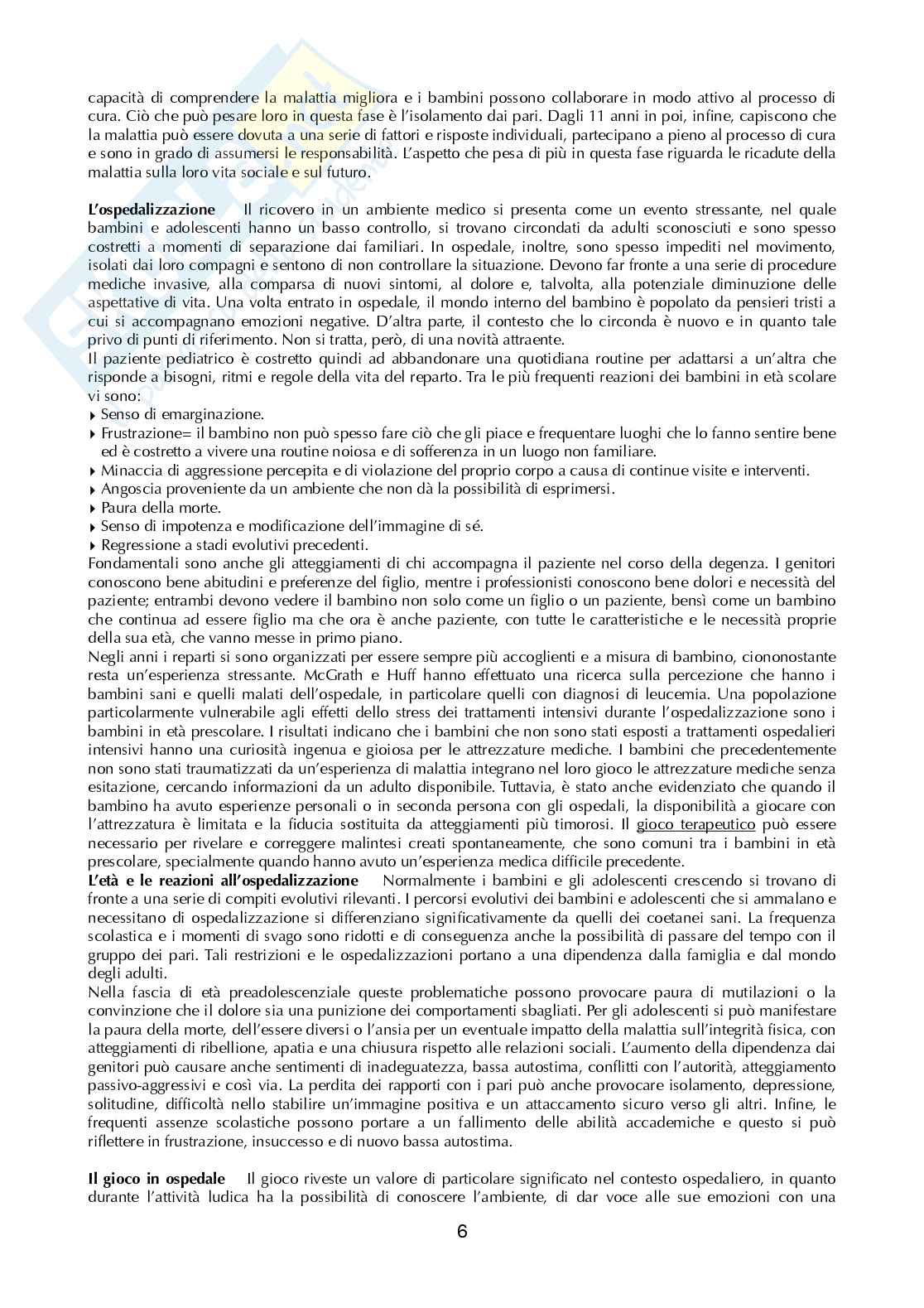 Riassunto esame Psicologia della salute del bambino, Prof. Bonichini Sabrina, libro consigliato Psicologia pediatrica, Sabrina Bonichini, Marta Tremolada Pag. 6