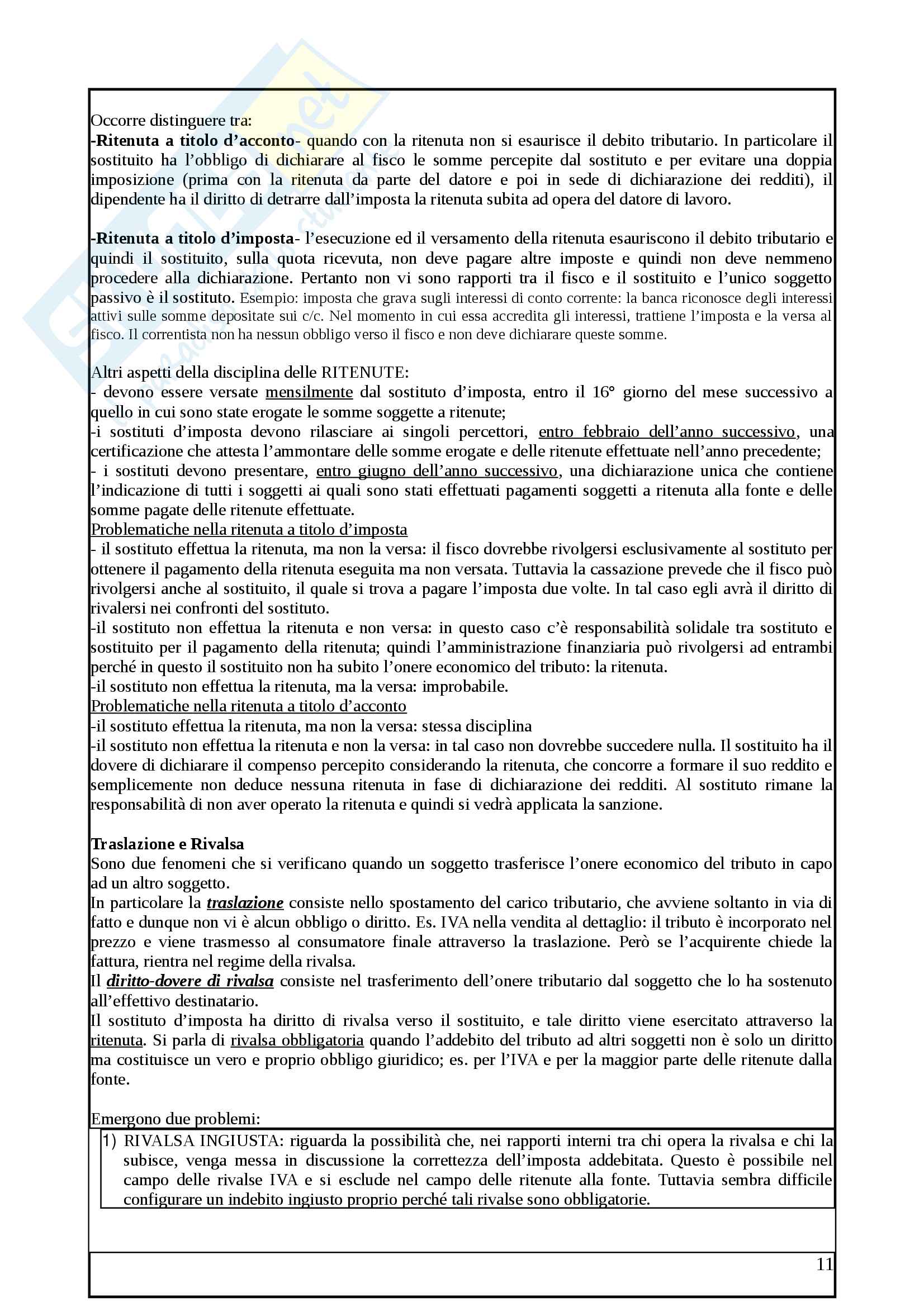 Riassunti di Diritto tributario, libro consigliato:Principi di diritto tributario, S. La Rosa Pag. 11