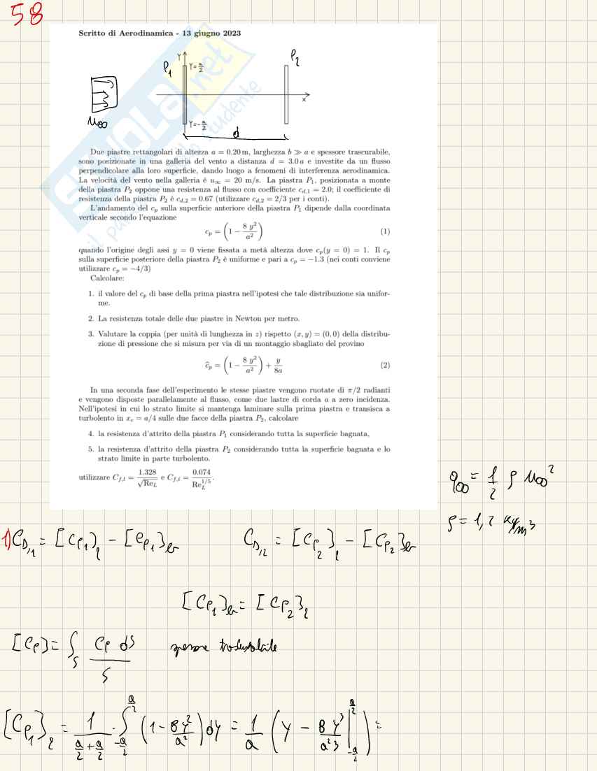 Esercizi svolti parte 1 di Aerodinamica e gestione termica del veicolo Pag. 1