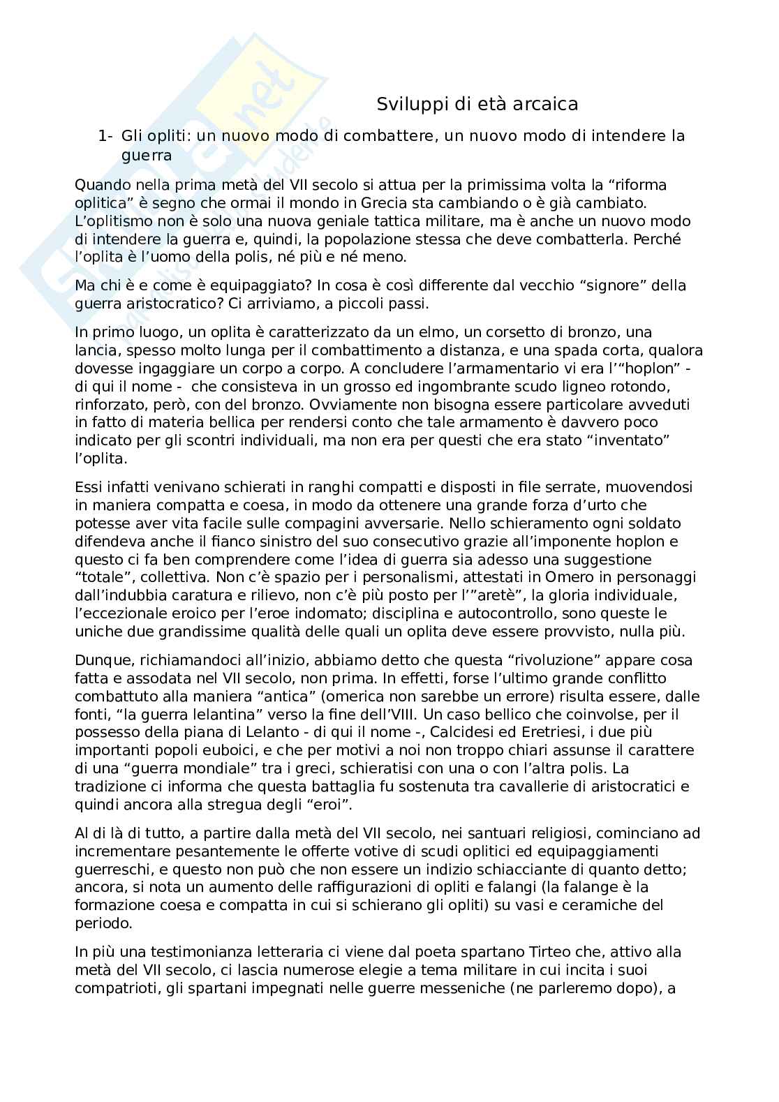 Riassunto esame Storia greca, Prof. Gallo Luigi, libro consigliato Storia greca, Gallo Pag. 1