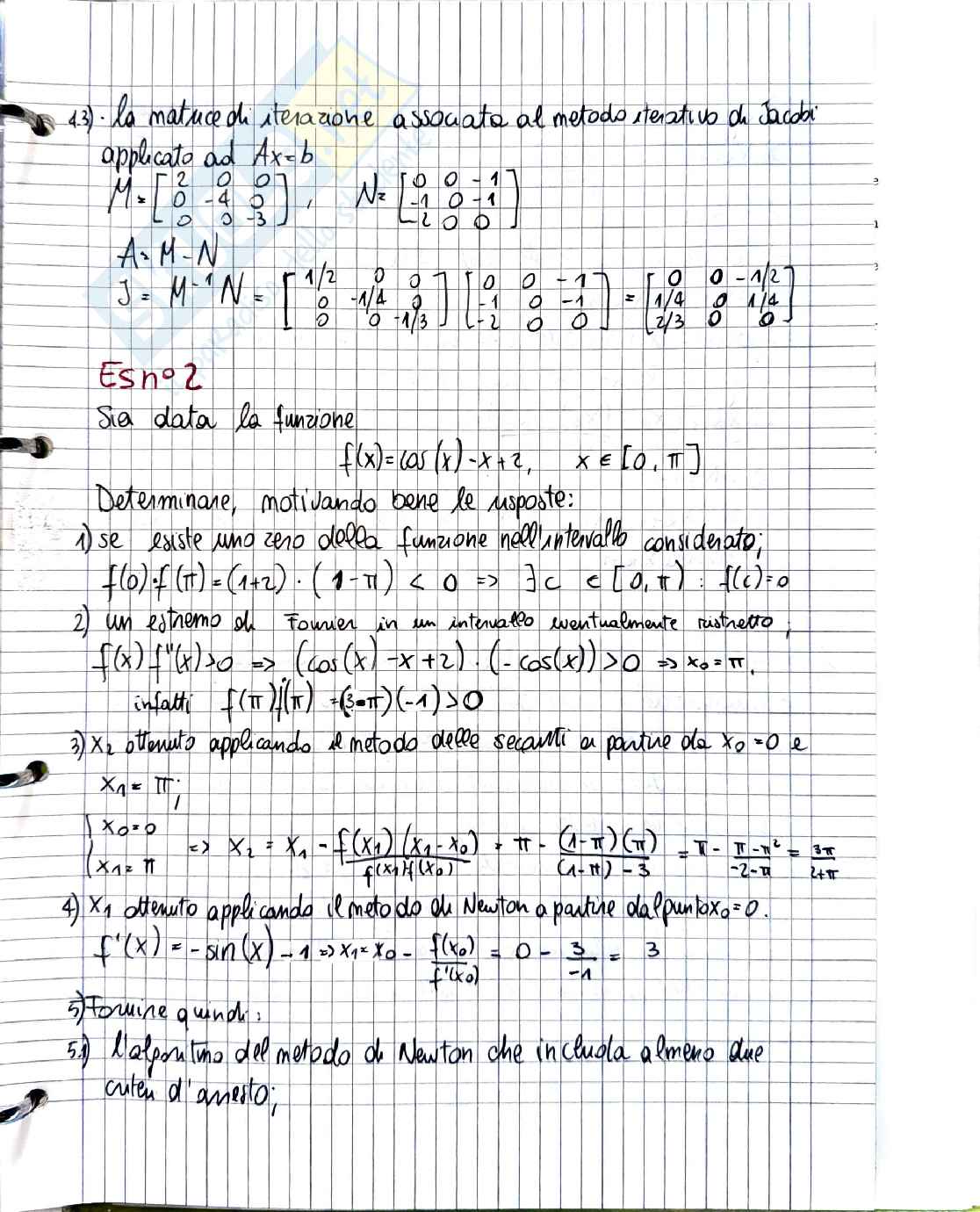 Esame Calcolo numerico 14 Gennaio 2021 Pag. 6