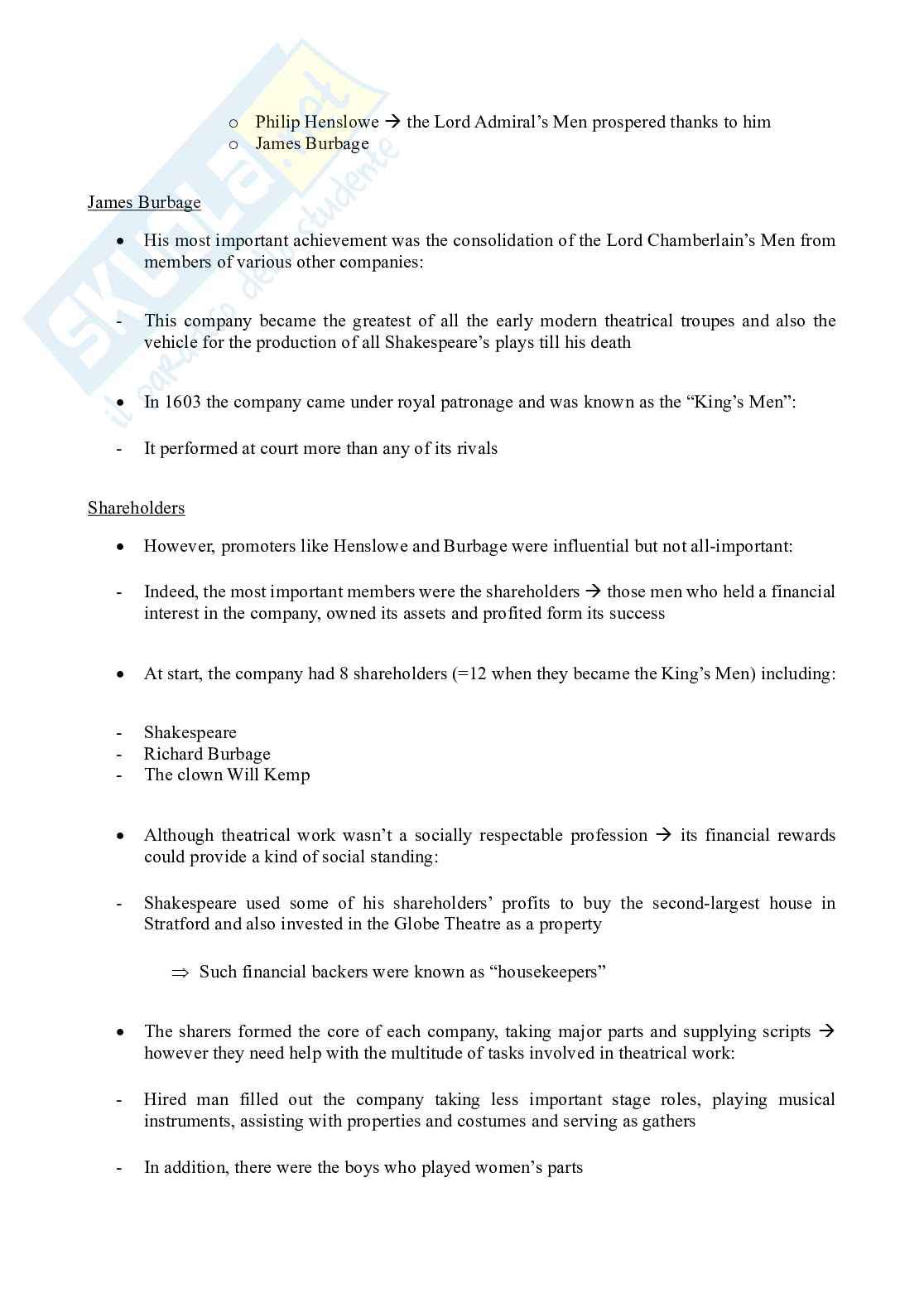 Riassunto esame Letteratura inglese, Prof. Squeo Alessandra, libro consigliato The Bedford Companion to Shakespeare: An Introduction with Documents, Russ McDonald Pag. 16