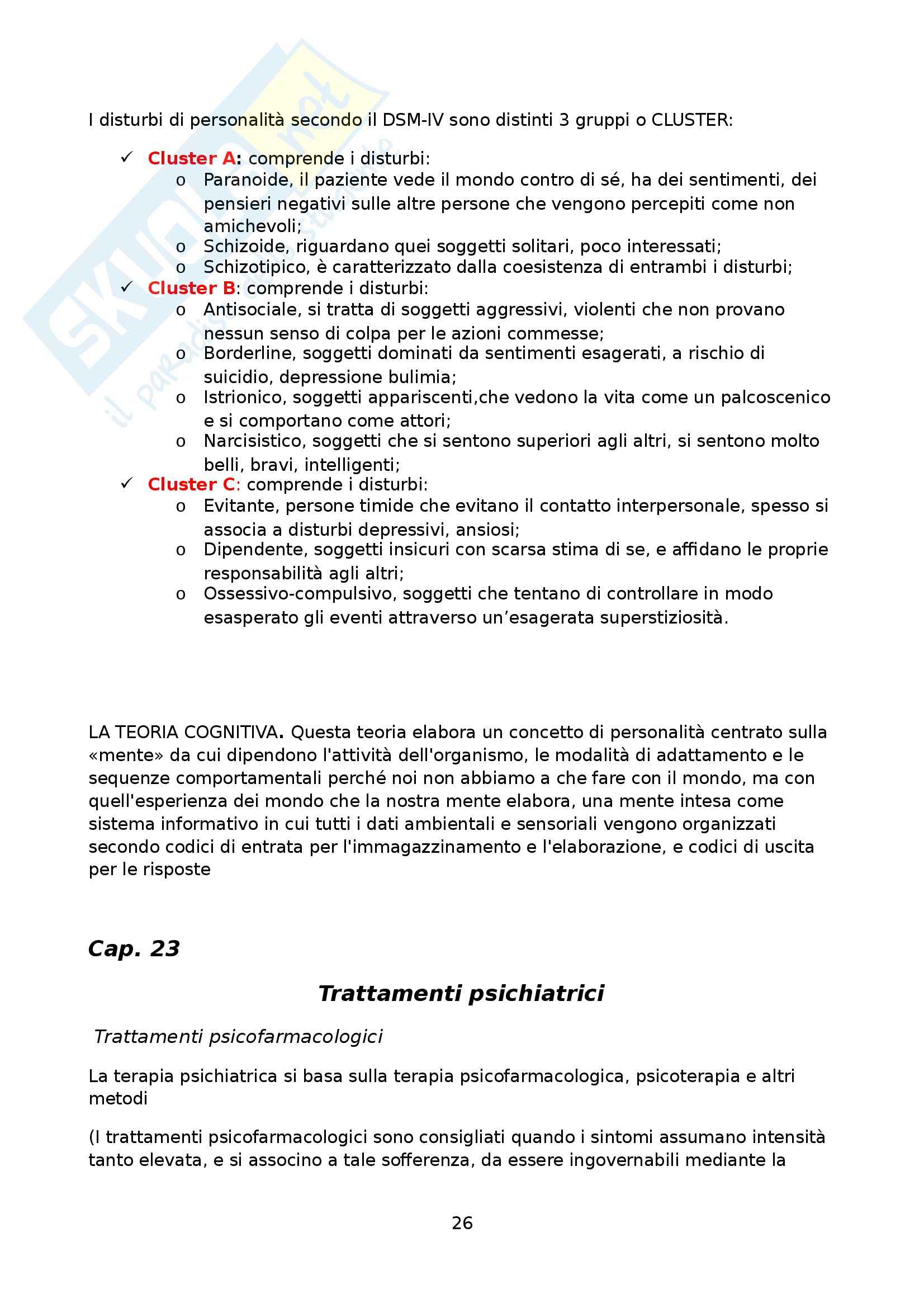 Riassunto esame Psichiatria, prof. Cedro, libro consigliato Manuale di Psichiatria e Psicologia Clinica, Invernizzi Pag. 26