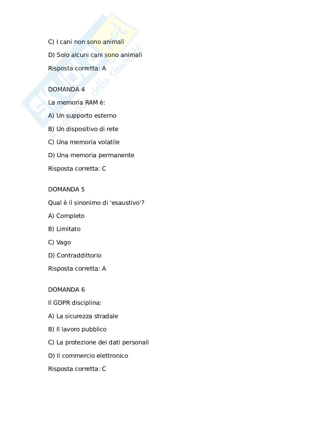 Paniere di 2000 domande e risposte per concorso pubblico per il ministero dell'interno per diplomati Pag. 2
