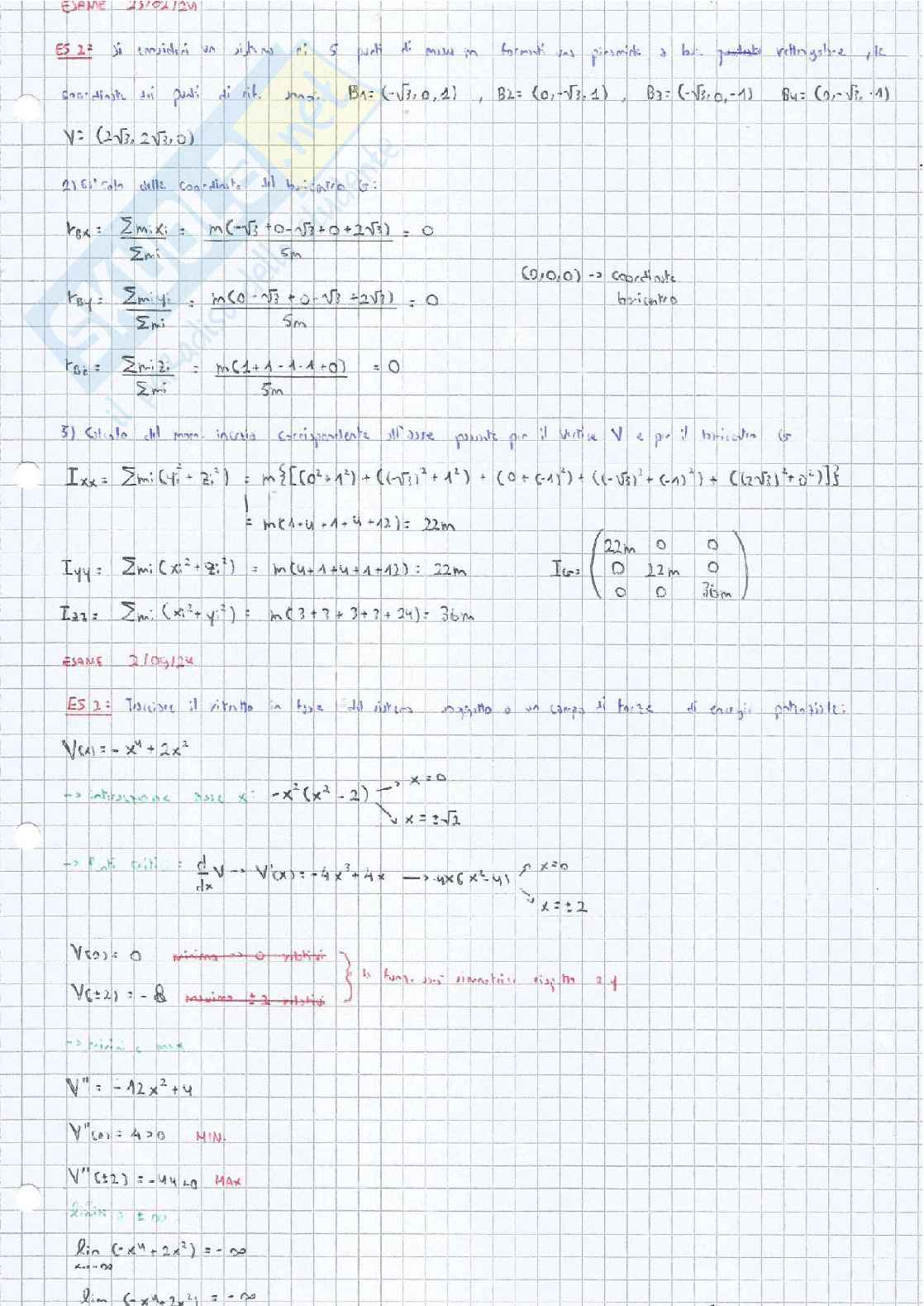 Esami svolti di Meccanica razionale Pag. 1