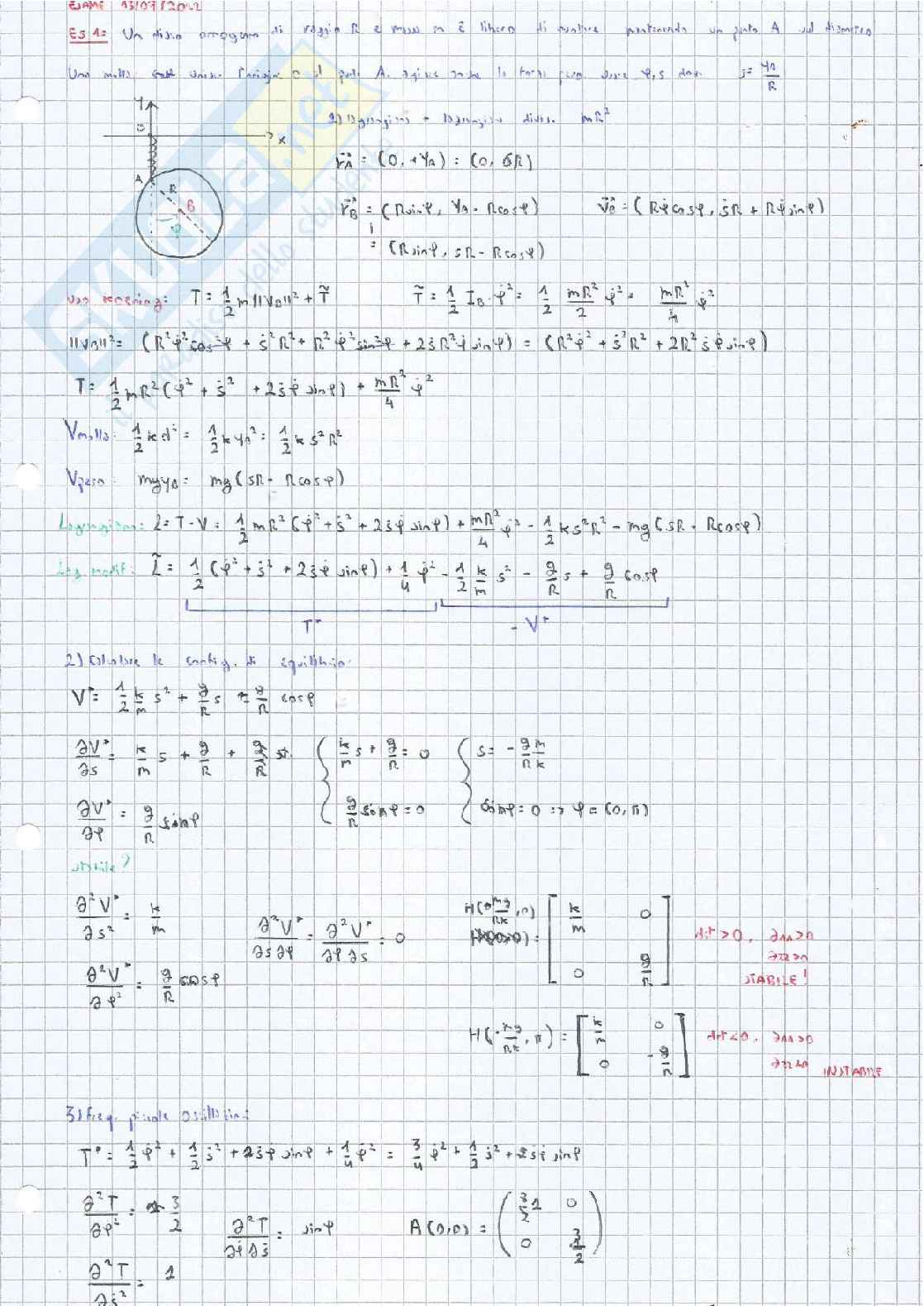 Esami svolti di Meccanica razionale Pag. 11
