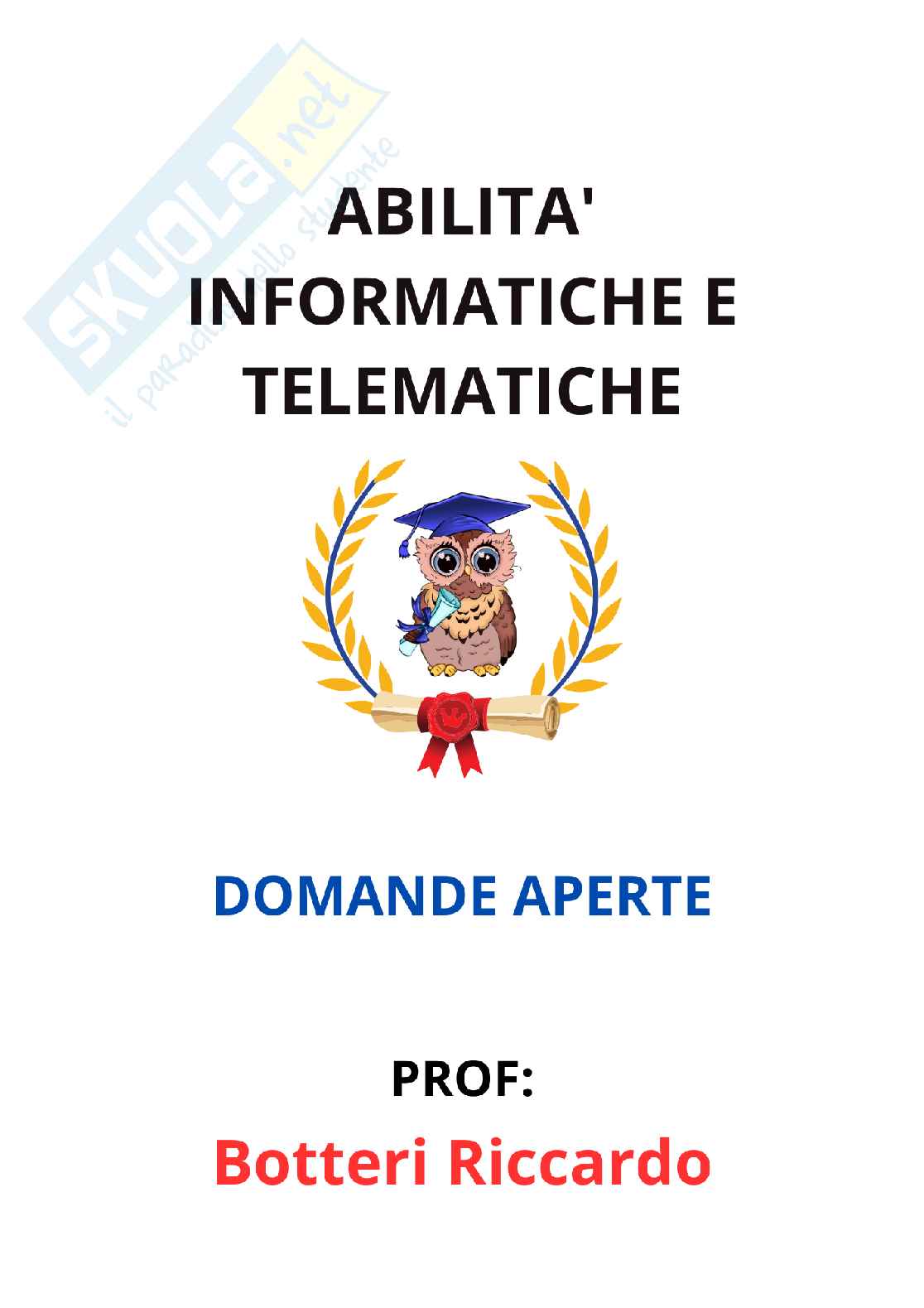 Paniere Abilità informatiche e telematiche - Risposte aperte - aggiornato (2026) Pag. 1