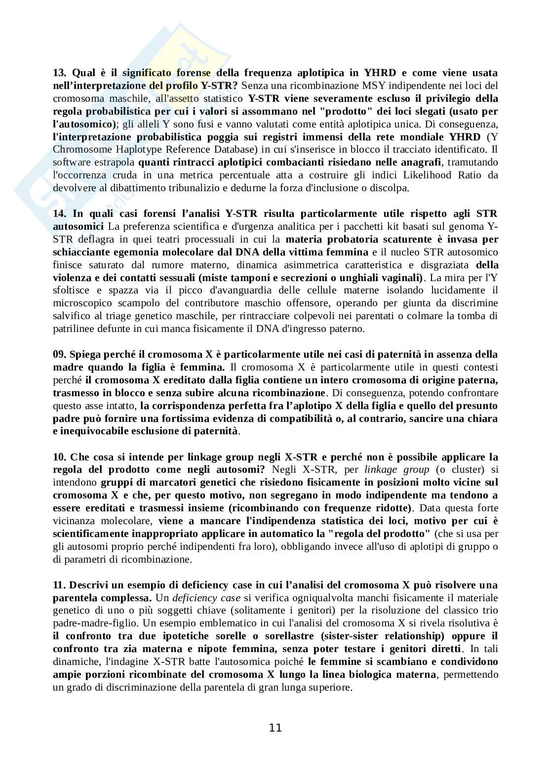 Set Domande aperte Genetica forense Pag. 11