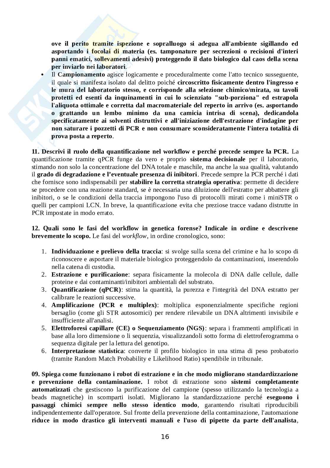 Set Domande aperte Genetica forense Pag. 16