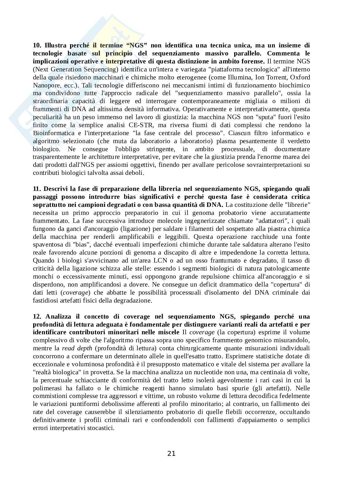 Set Domande aperte Genetica forense Pag. 21