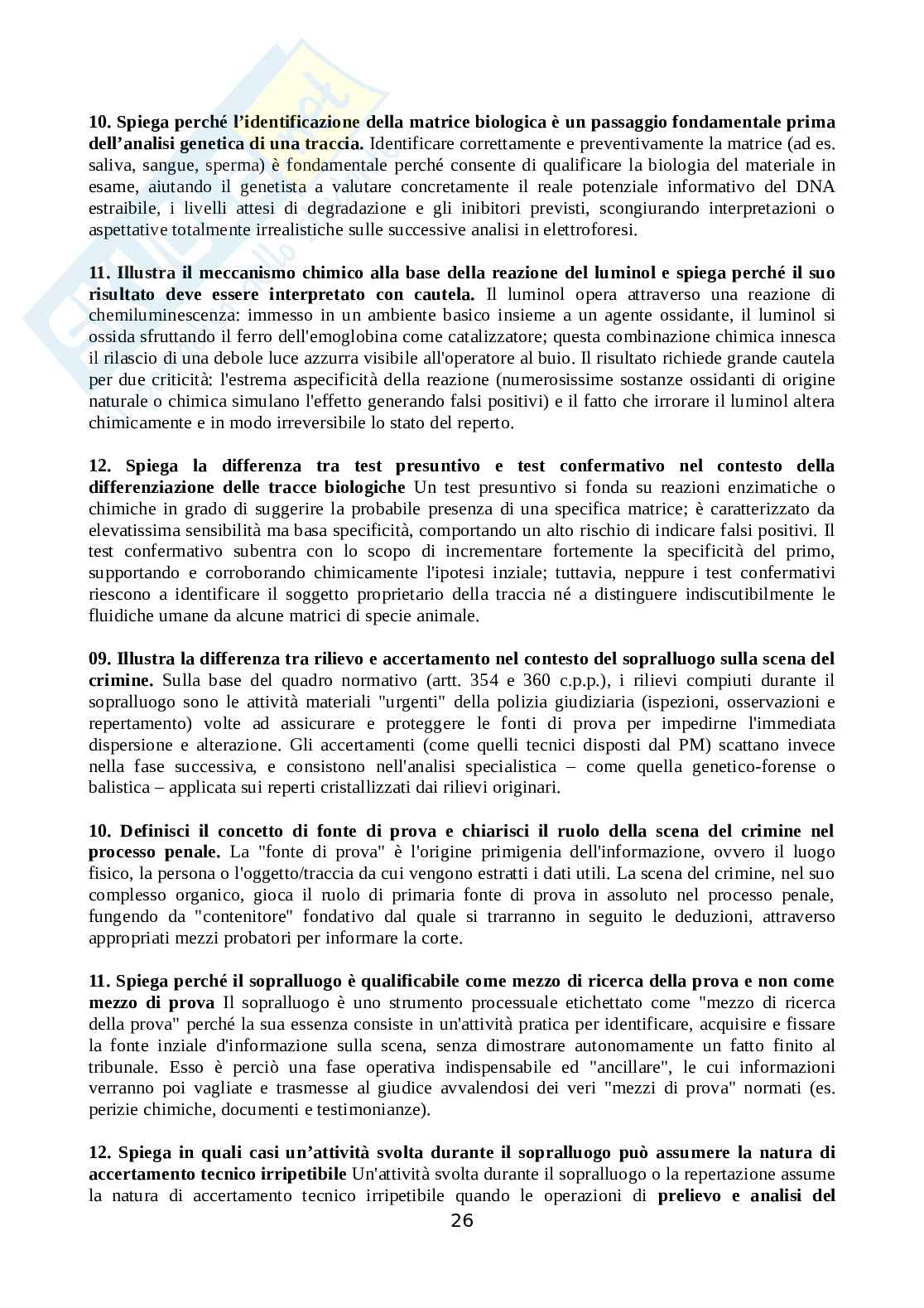 Set Domande aperte Genetica forense Pag. 26