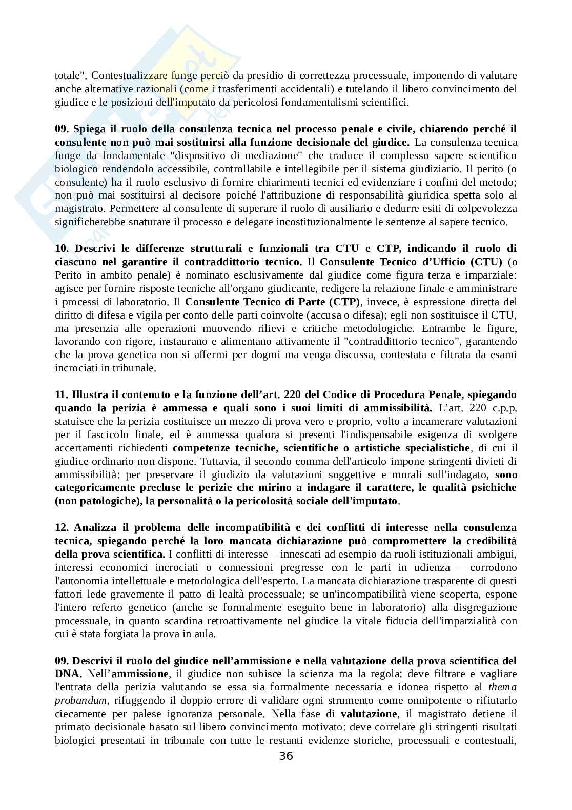 Set Domande aperte Genetica forense Pag. 36