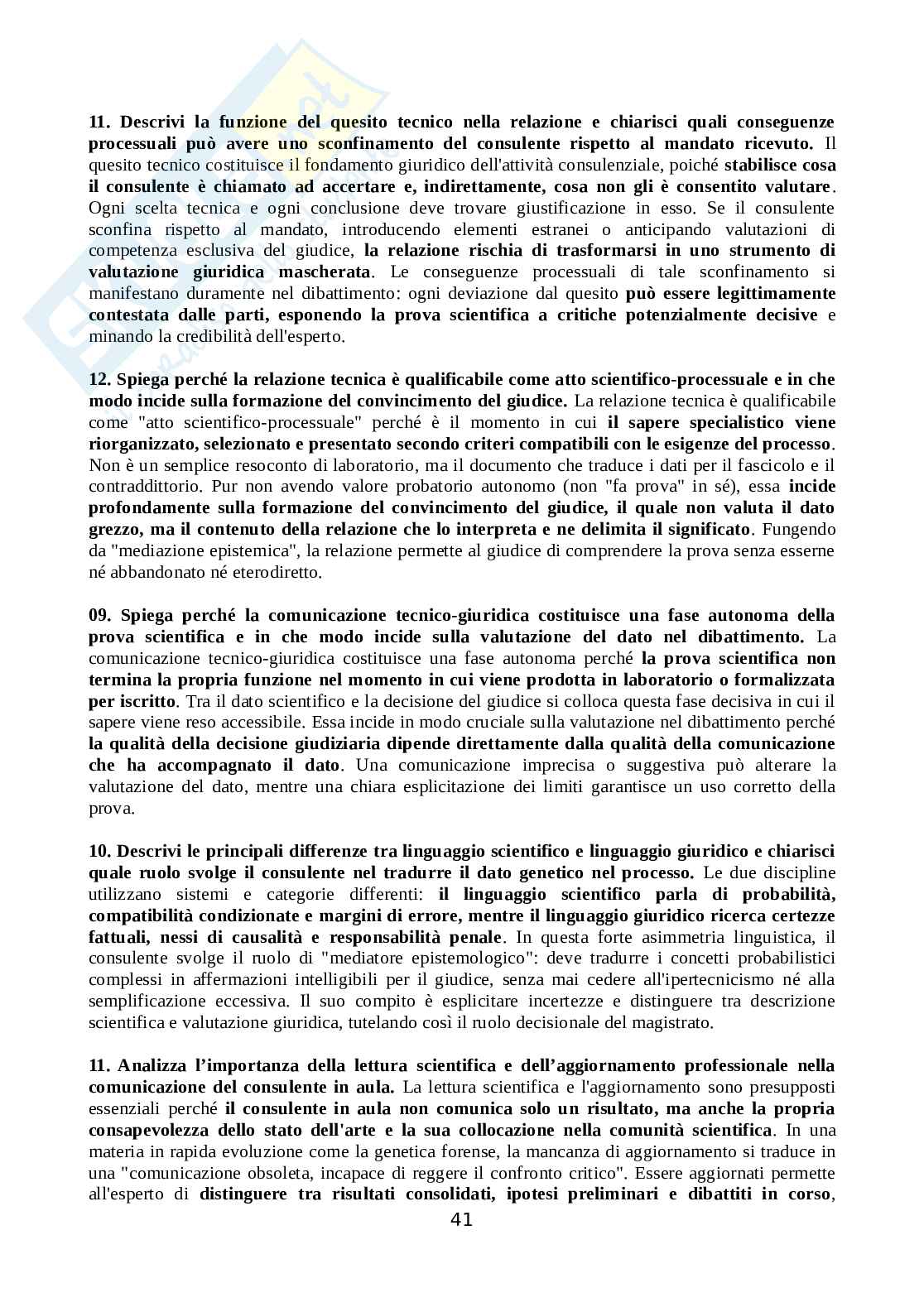 Set Domande aperte Genetica forense Pag. 41